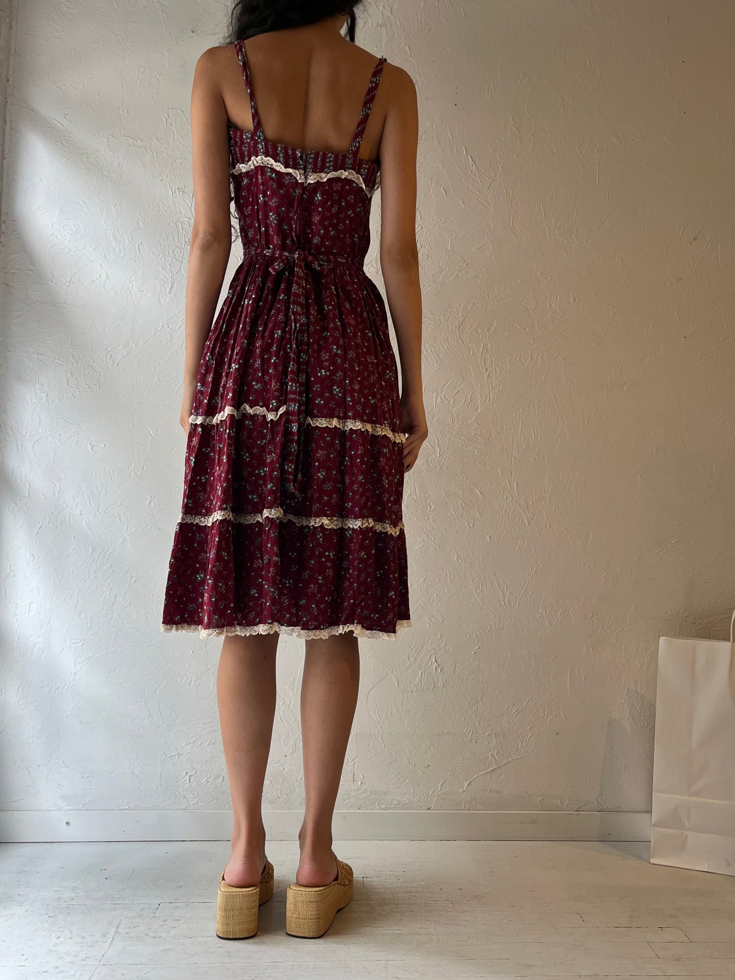 70s ‘The Attic’ Tiered Sleeveless Peasant Dress / Small