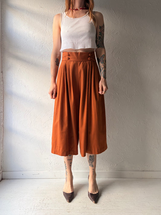 Vintage Retro Orange Wide Leg Shorts / Small