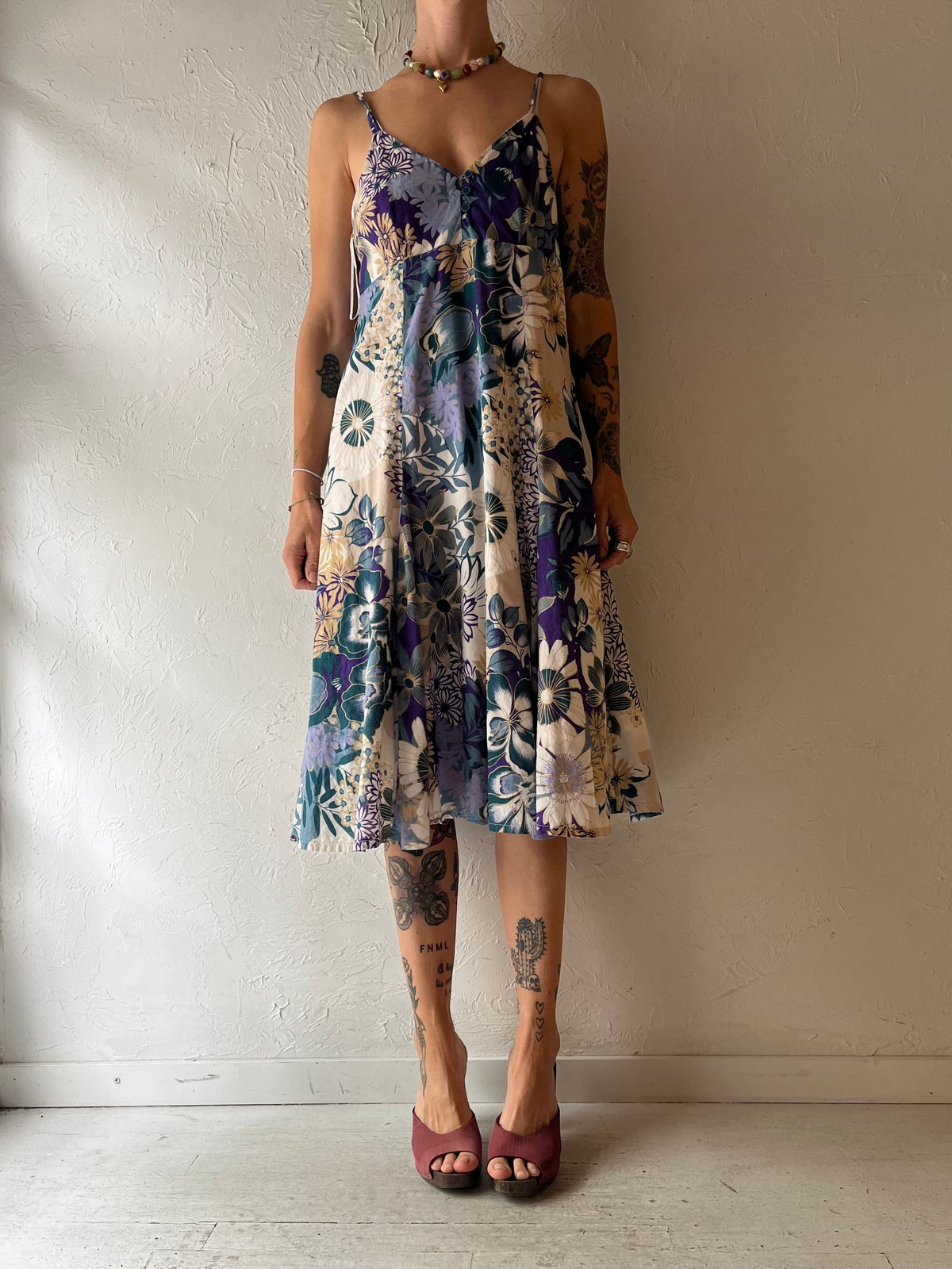 Vintage 'Papillon' Floral Midi Dress / Medium