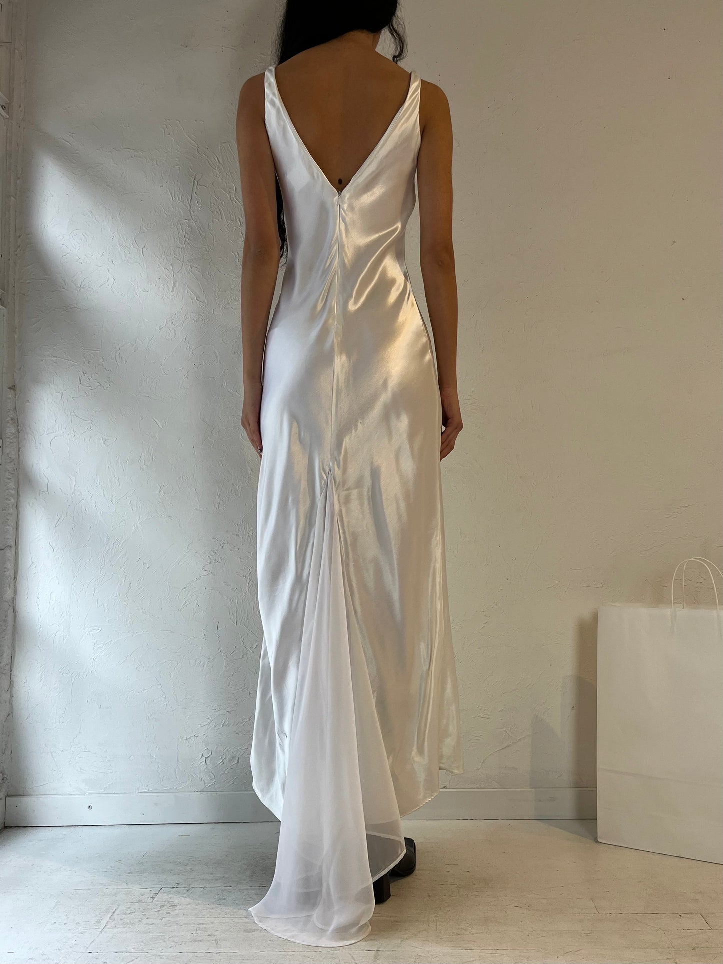 90s ‘Scarlet’ White Maxi Dress / Small