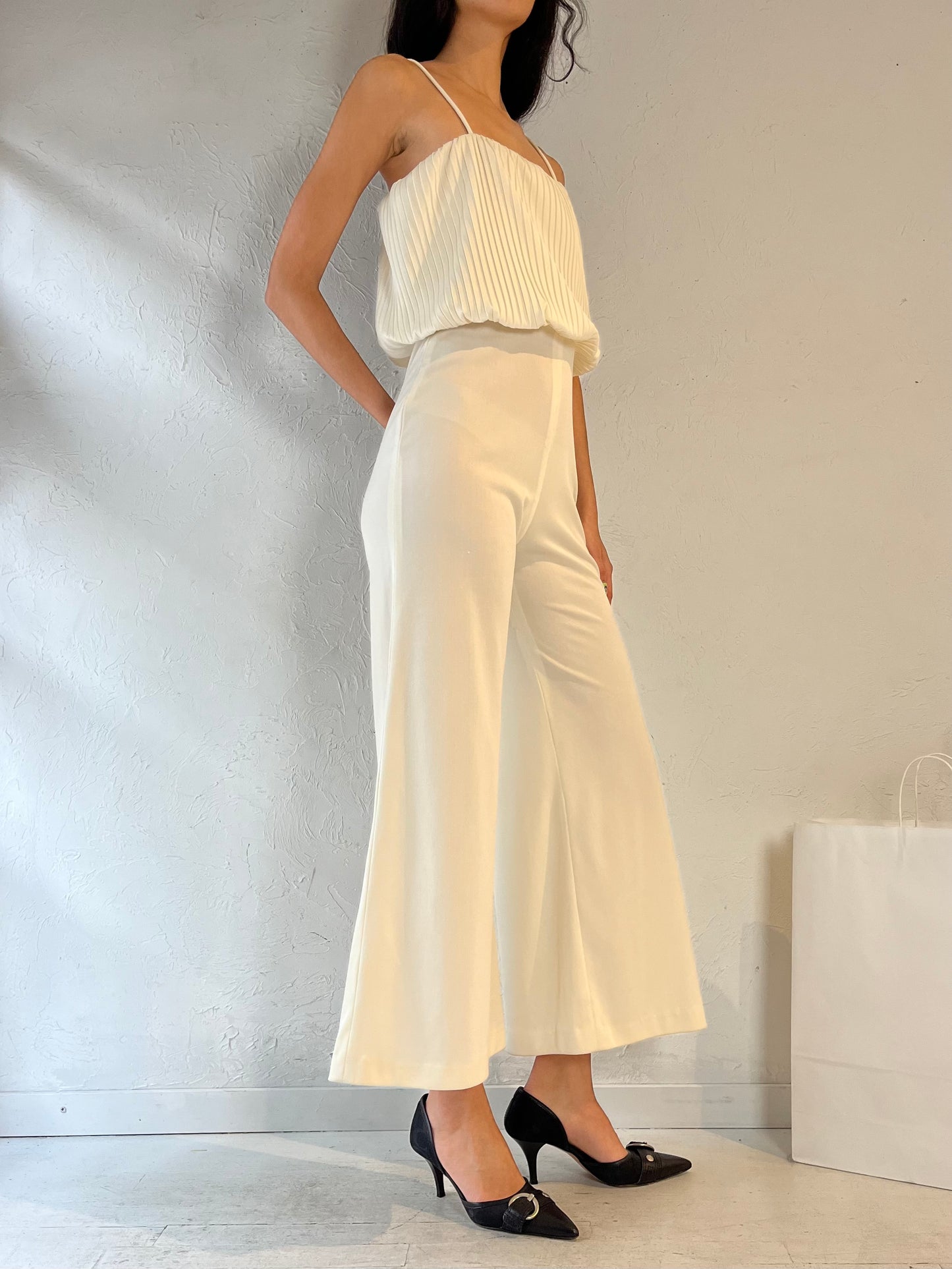 Vintage Handmade White Jumpsuit / Small