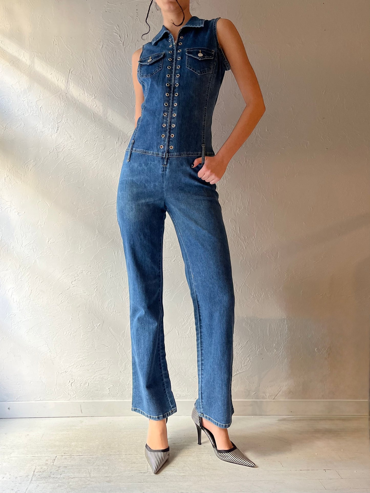 Y2k 'No Boundaries' Denim Jumpsuit / Medium