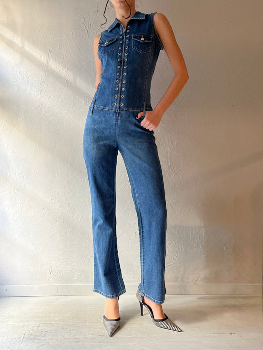 Y2k 'No Boundaries' Denim Jumpsuit / Medium