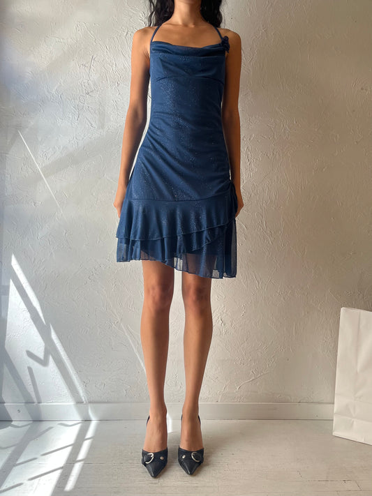 Y2K ‘Mariposa’ Blue Sparkly Mini Dress / Small