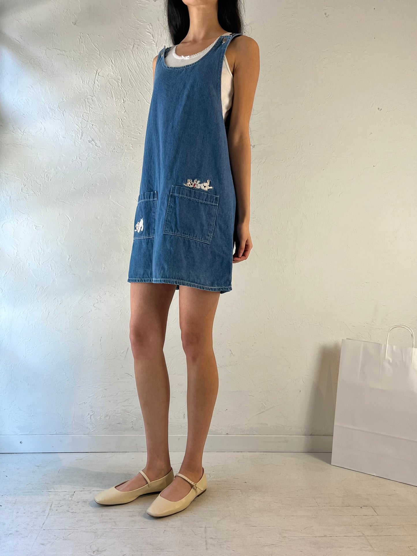 90s ‘101 Dalmations’ Denim Mini Dress / Medium