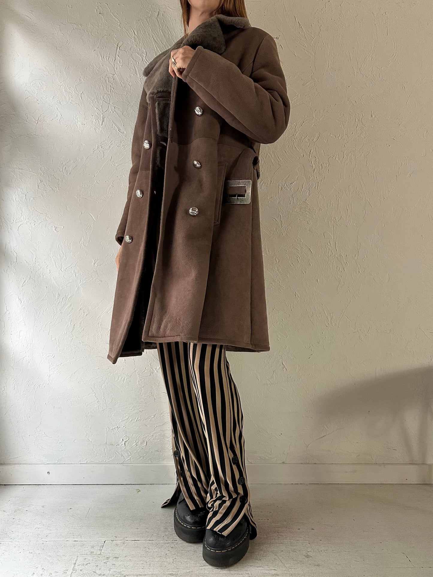 80s 'Ambercrombie and Fitch' Faux Suede Coat / Small