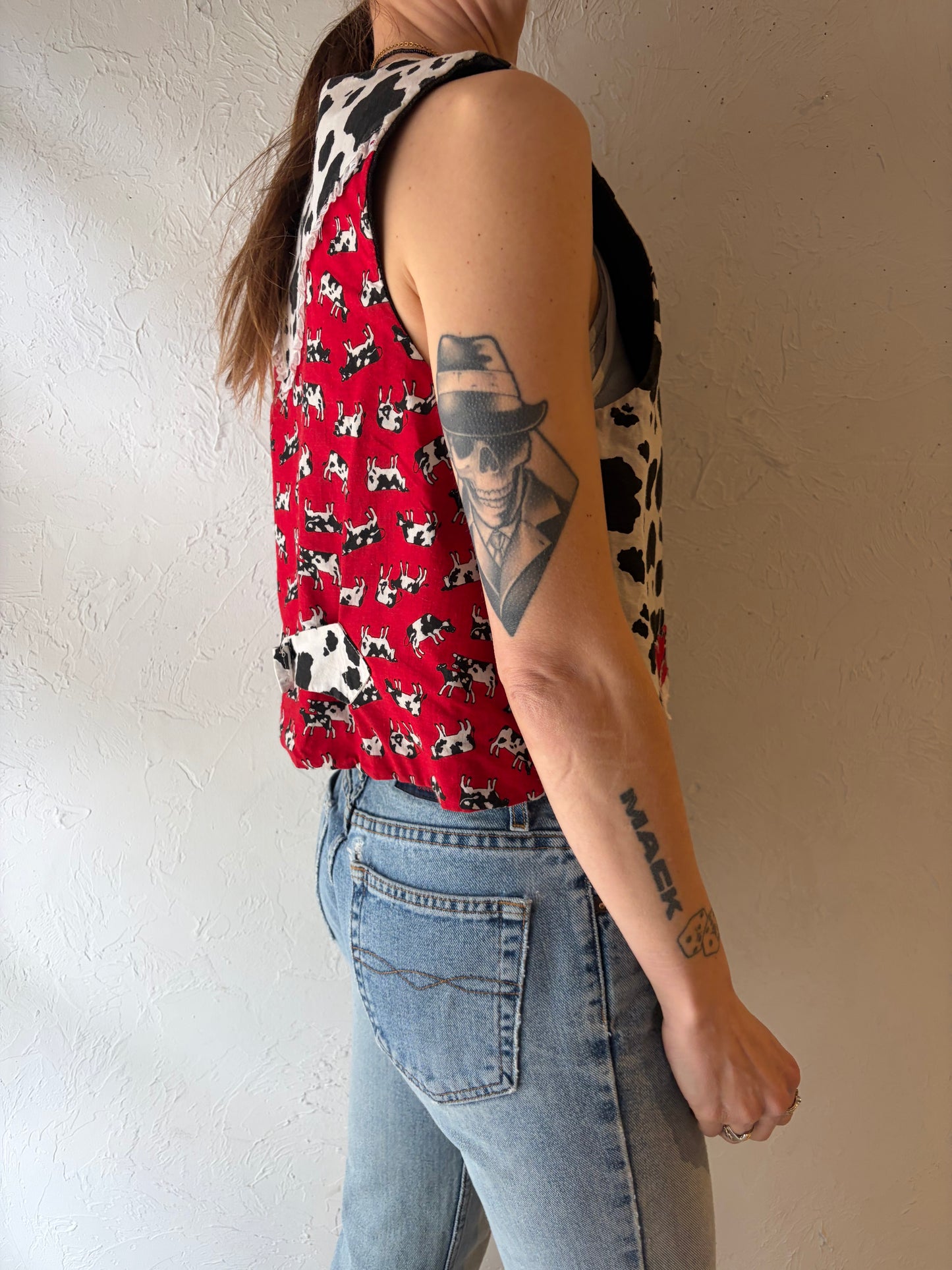 Vintage Handmade Cow Vest / Medium
