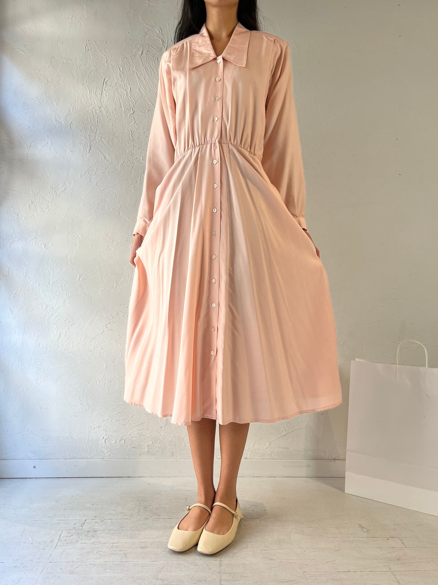 90s ‘Liz Claiborne’ Pale Pink Silk Dress / Small