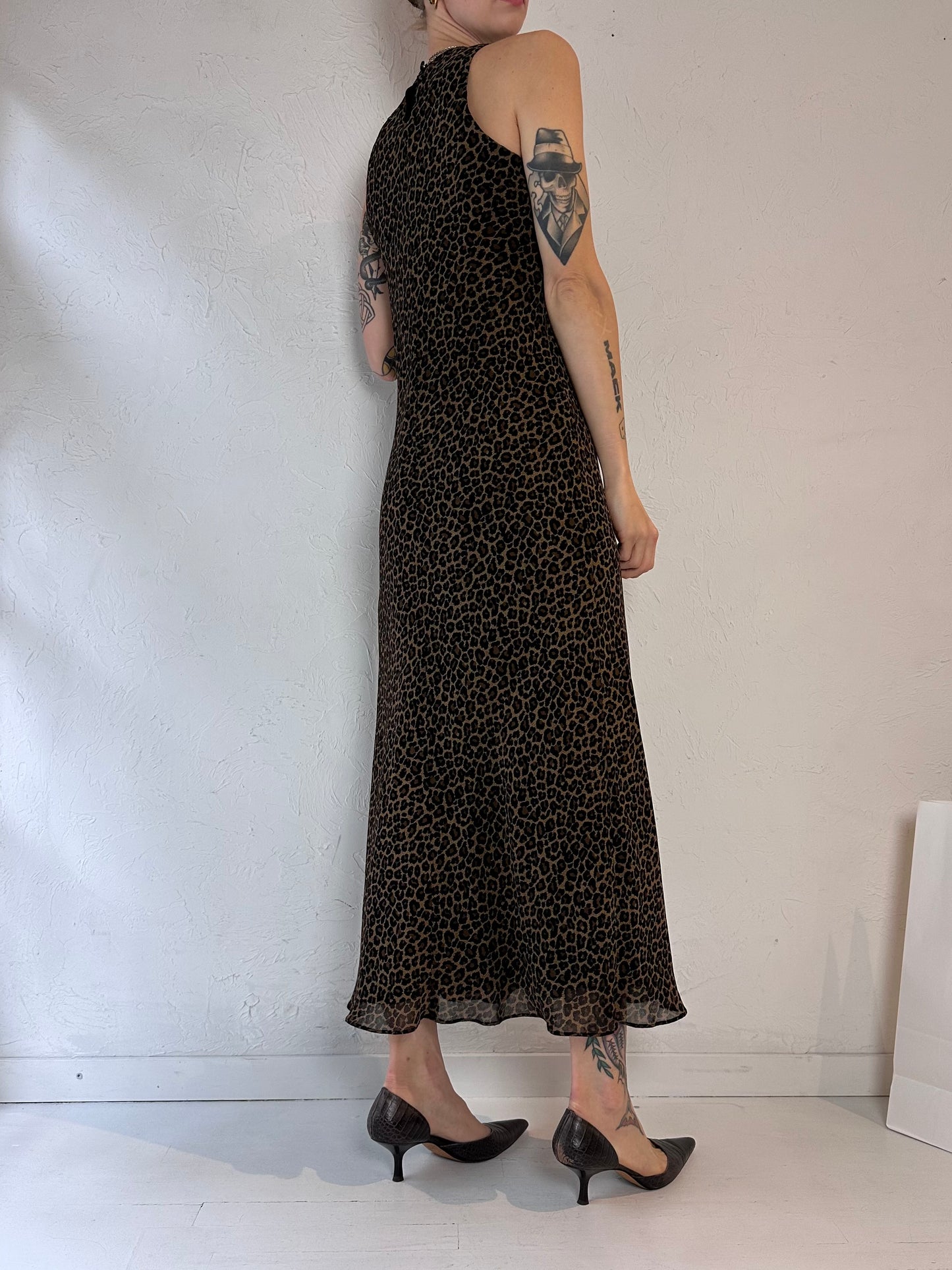 90s 'Jones Wear' Leopard Print Dress / Small - Medium
