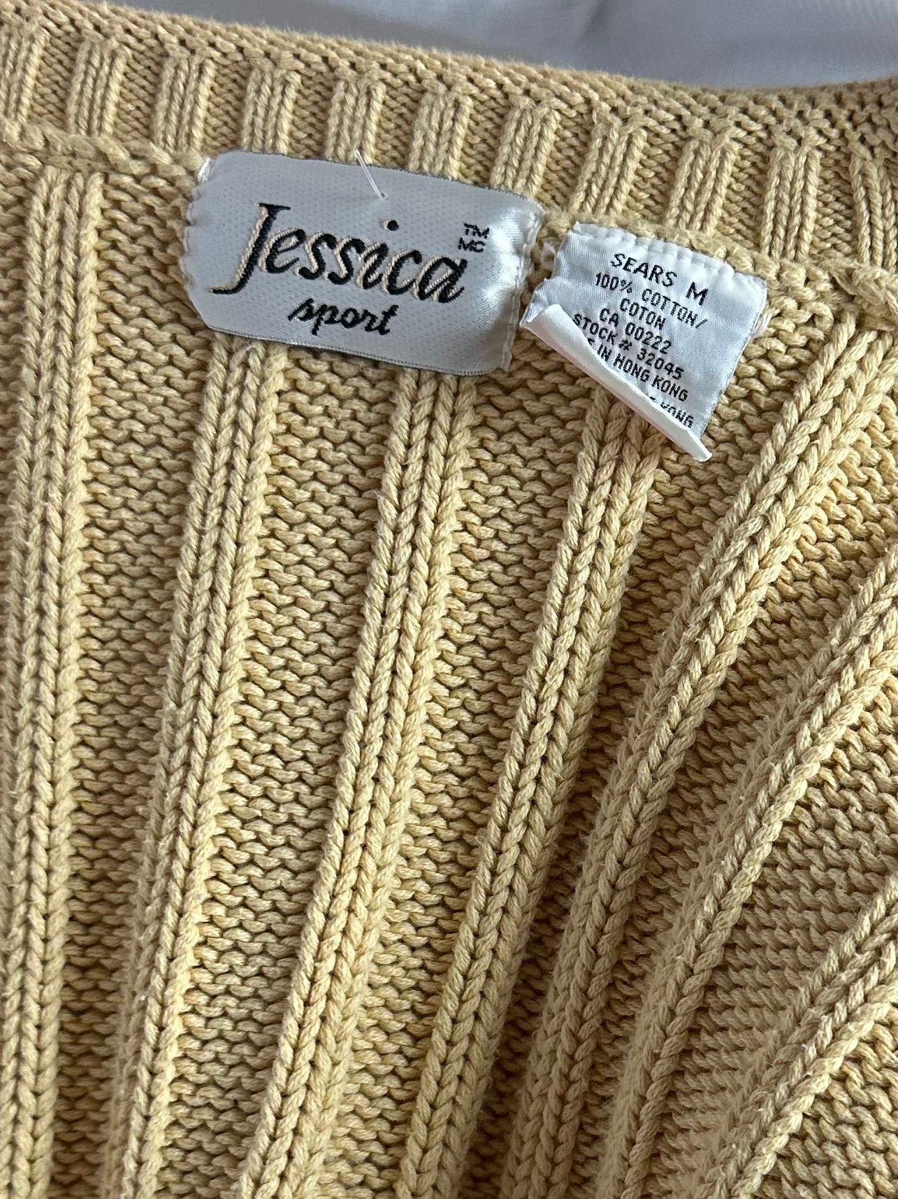 90s 'Jessica' Cream Cotton Cable Knit Sweater / Medium