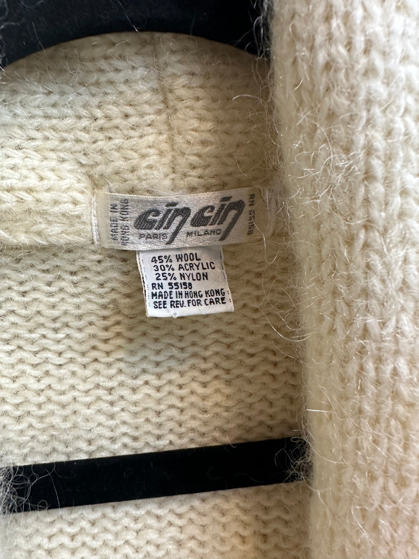 80s 'Cin Cin' Cream Knit Cardigan Sweater / Medium