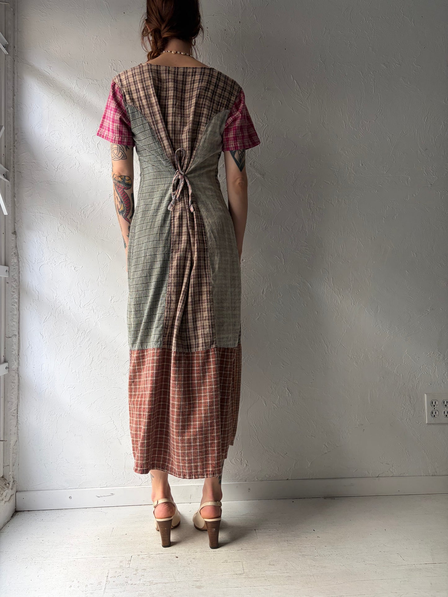 Y2k 'Sacred Threads' Cotton Patchwork Grunge Maxi Dress / Small