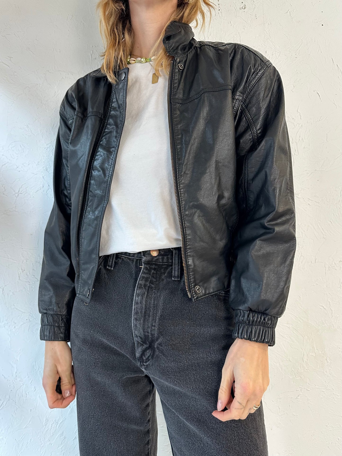 90s 'Wilsons' Black Leather Jacket / XS