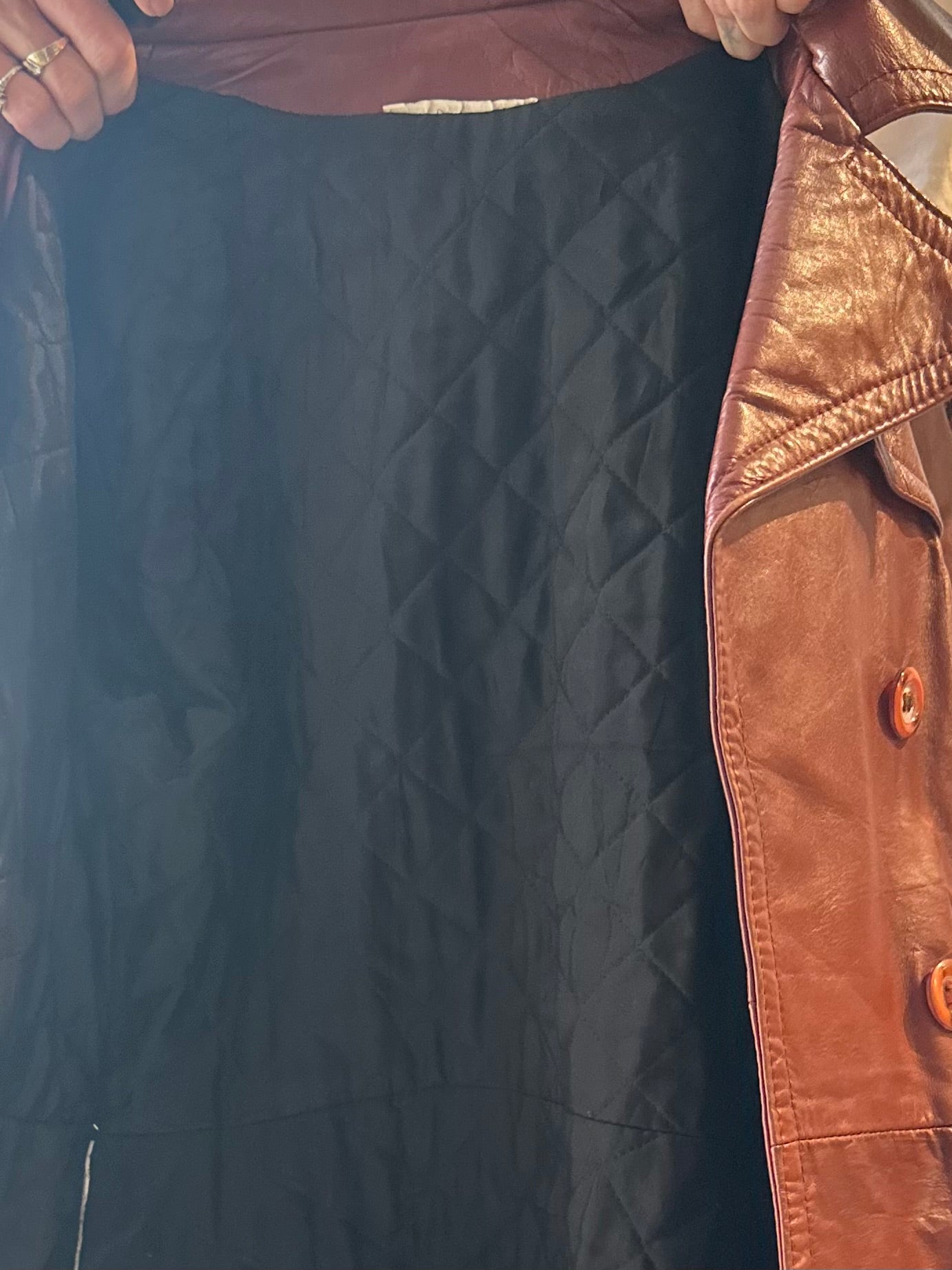 Vintage Burgundy Leather Trench Coat / Medium