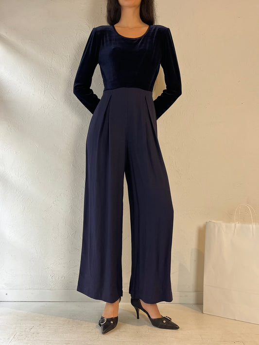 90s ‘Jessica Howard’ Navy Blue Jumpsuit / Medium