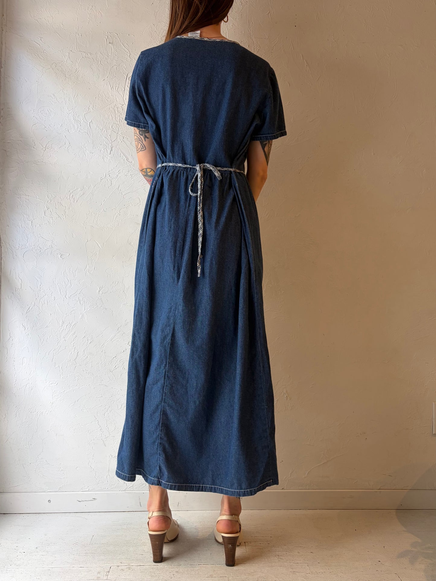 90s 'Bobbie Brooks' Denim Maxi Dress / Large