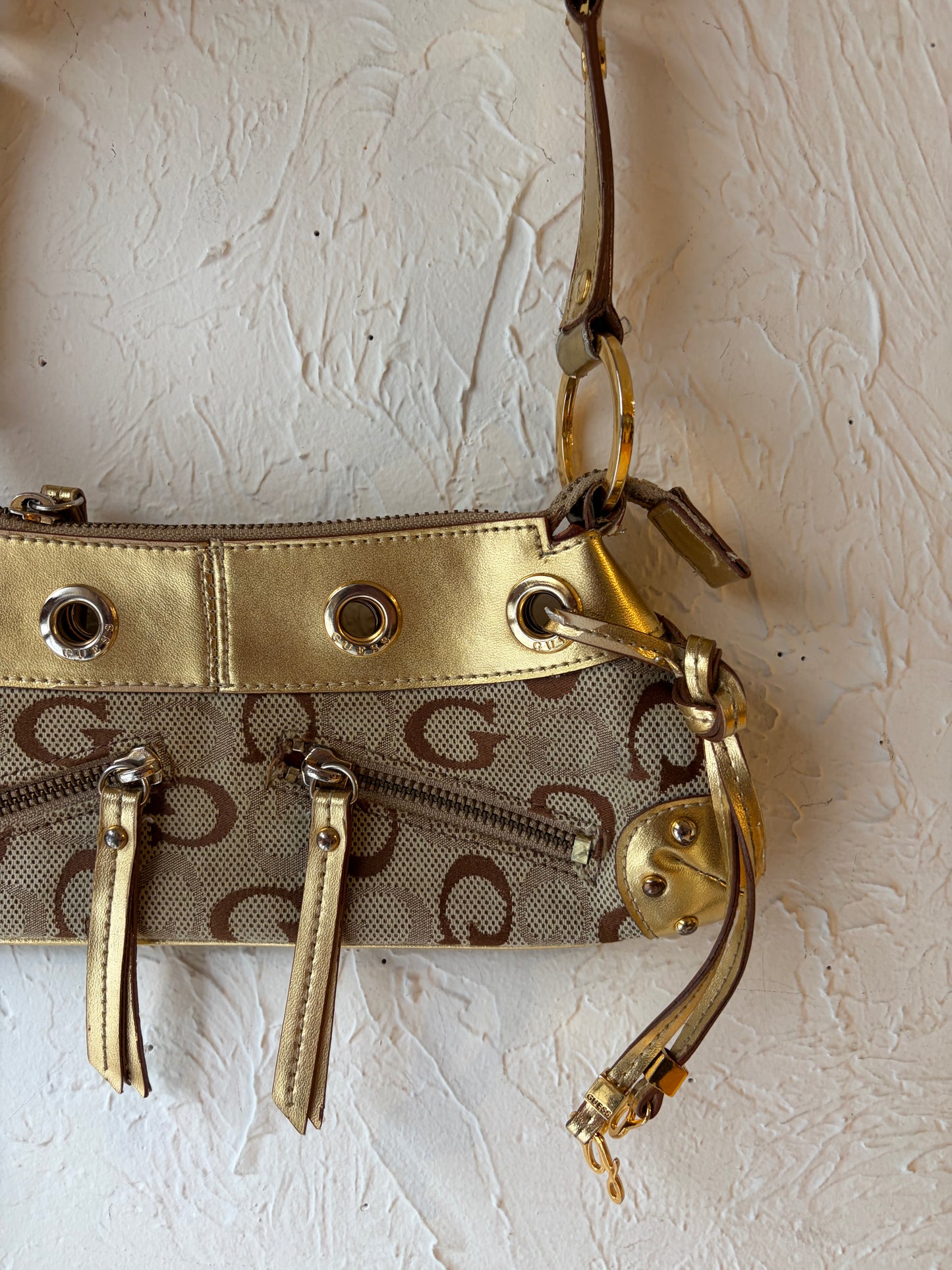 Y2K ‘Guess’ Gold Mini Monogram Purse