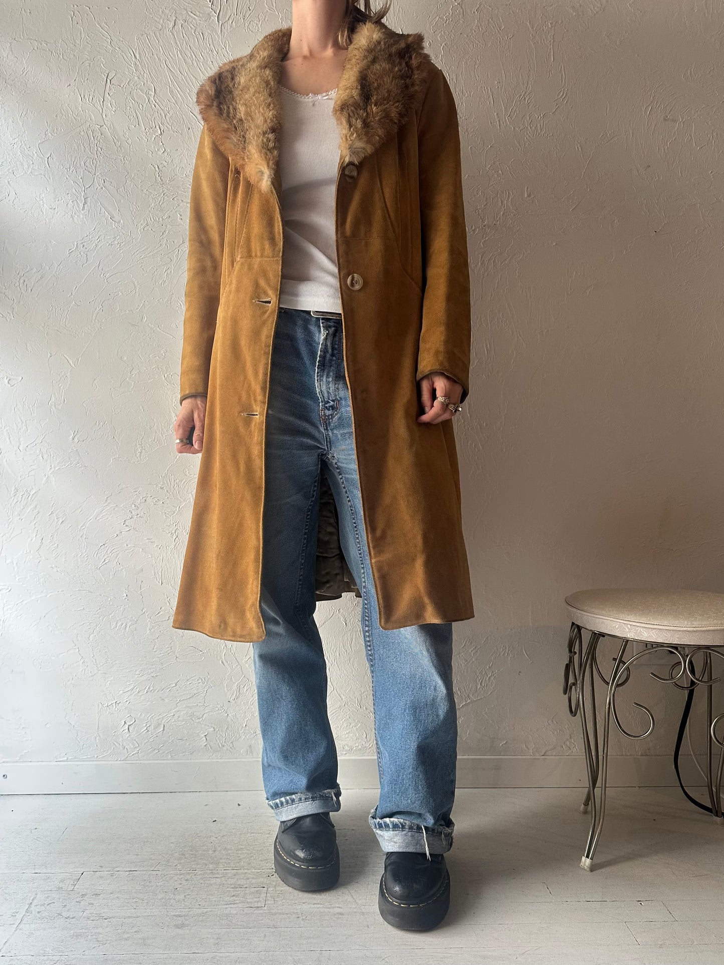 70s 'Fairweather' Suede Leather Penny Lane Coat / Small