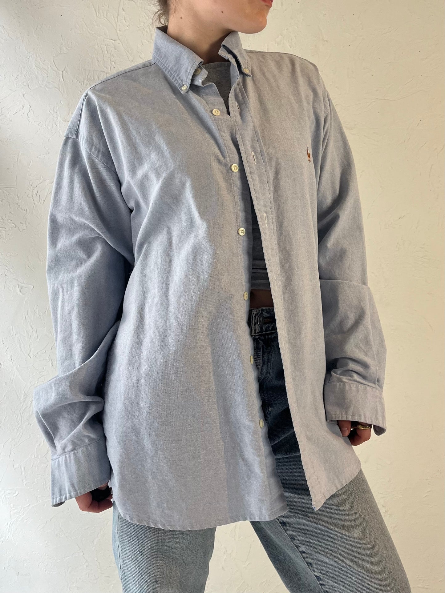 Y2k 'Ralph Lauren' Blue Button Up Shirt / Small