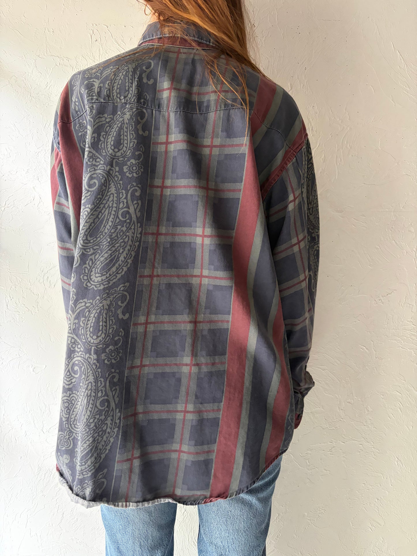 90s 'Wrangler' Soft Cotton Paisley Button Up Shirt / Medium