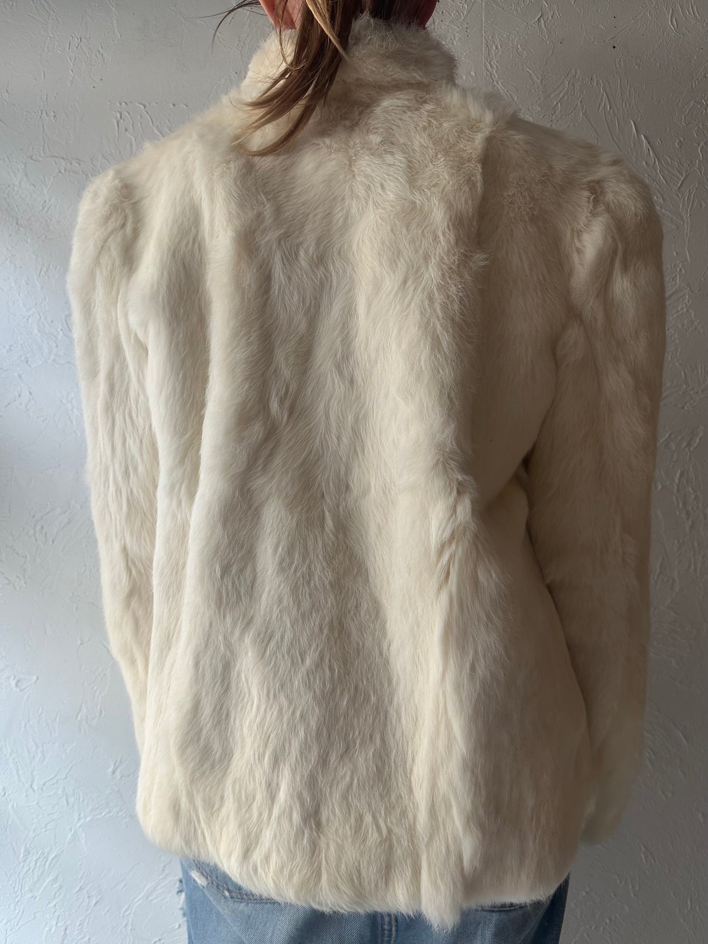 Vintage White Rabbit Fur Jacket / Medium - Large