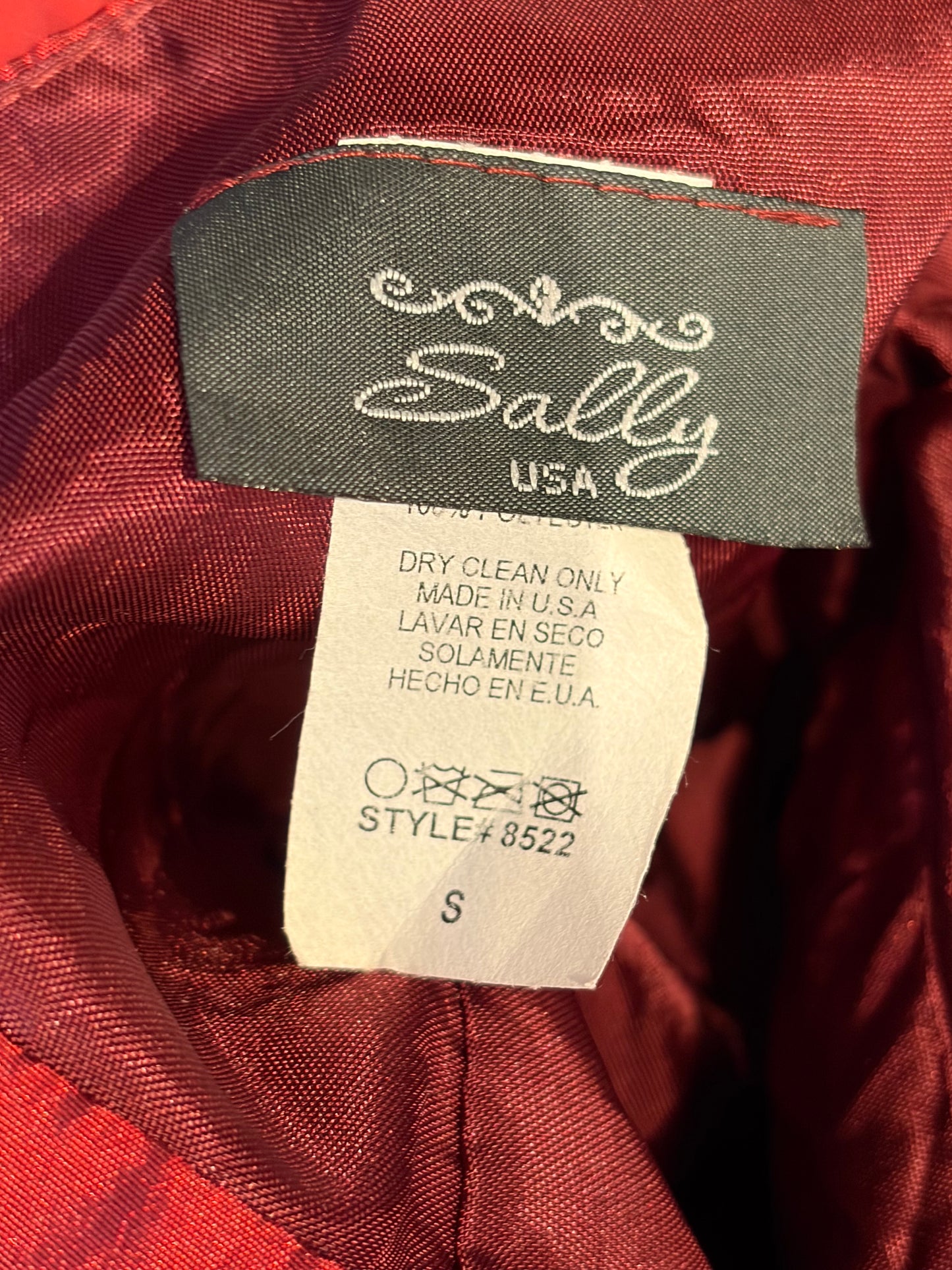 90s 'Sally' Red Formal Halter Dress / Small