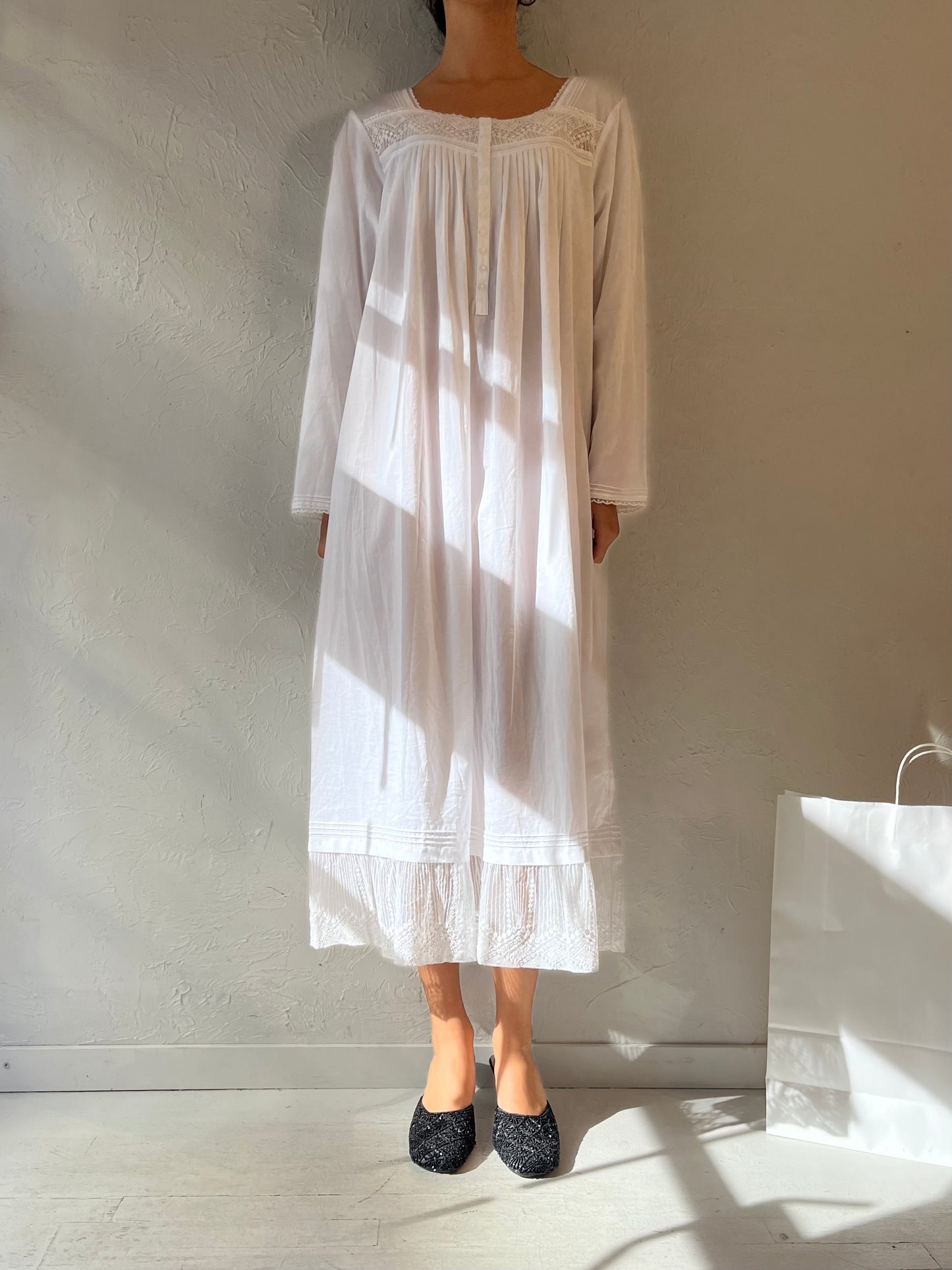 Y2k 'Eileen West' White Cotton Dress / Large