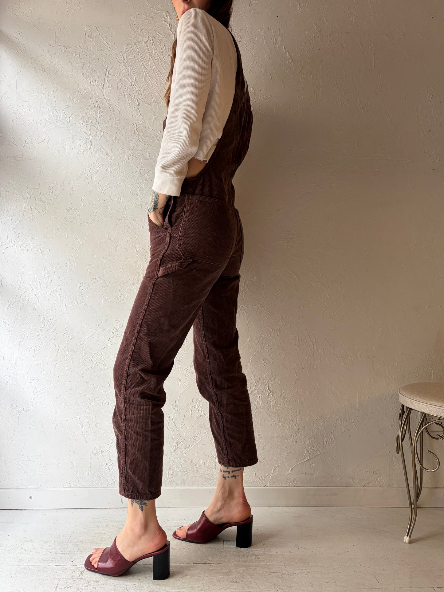 90s 'Wrangler' Brown Corduroy Overalls / XS