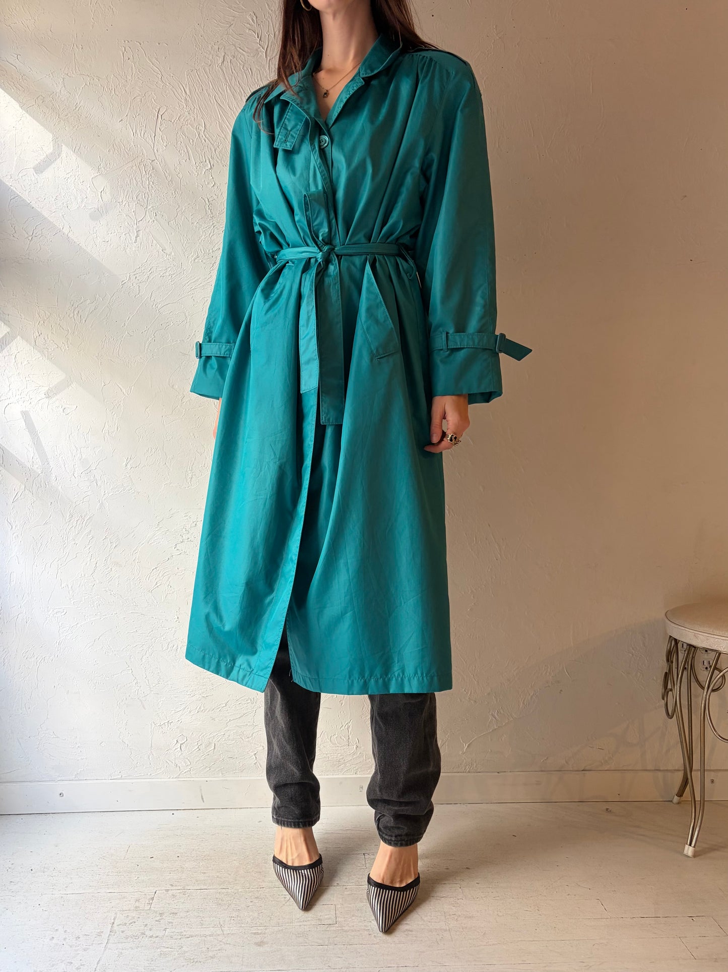 Vintage 'London Fog' Lightweight Green Trench Coat / Medium