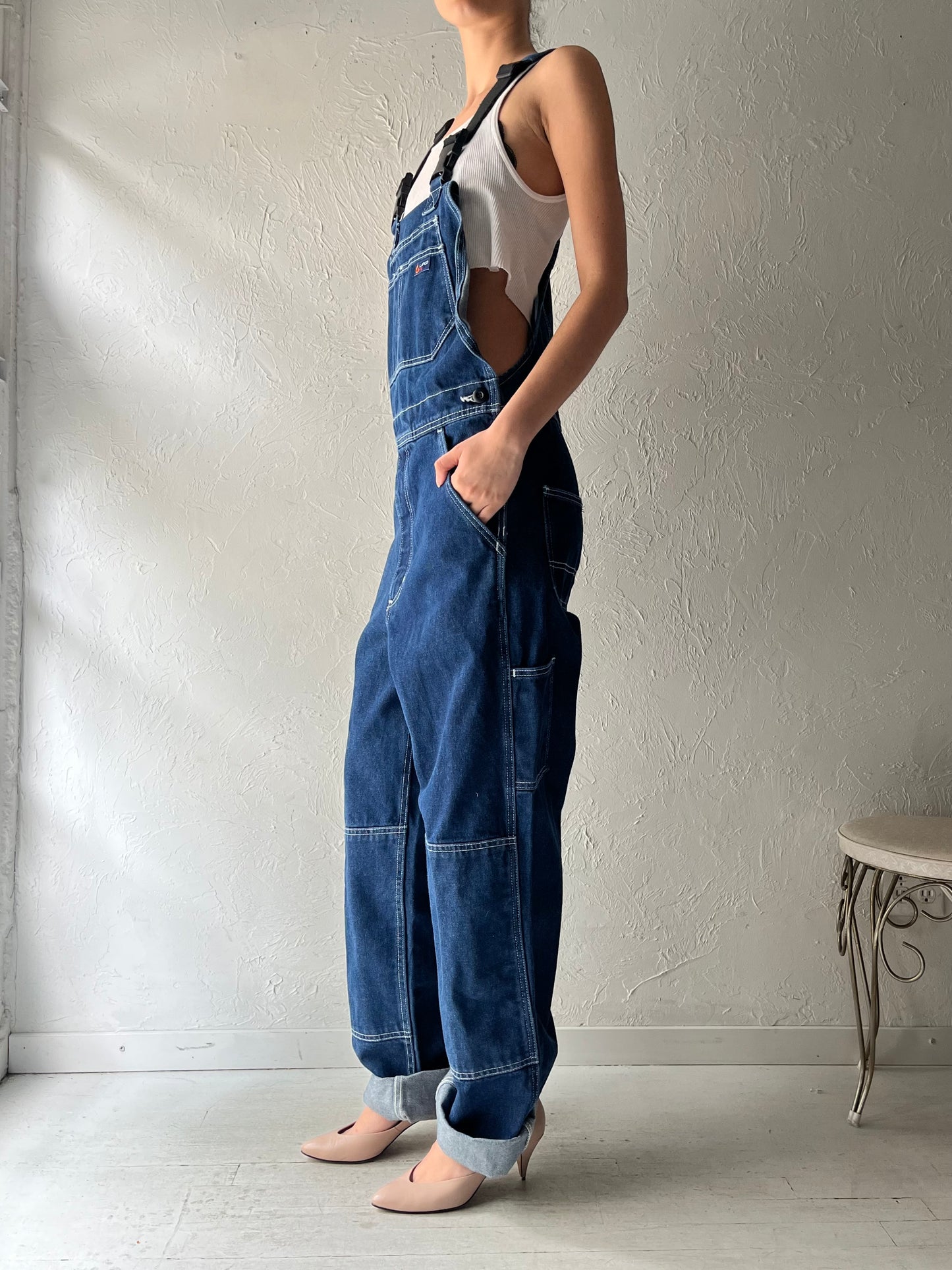 Y2k 'Lapco' Dark Denim Work Wear Overalls / Vintage 2000s Carpenter Utility Streetwear Overalls / Small