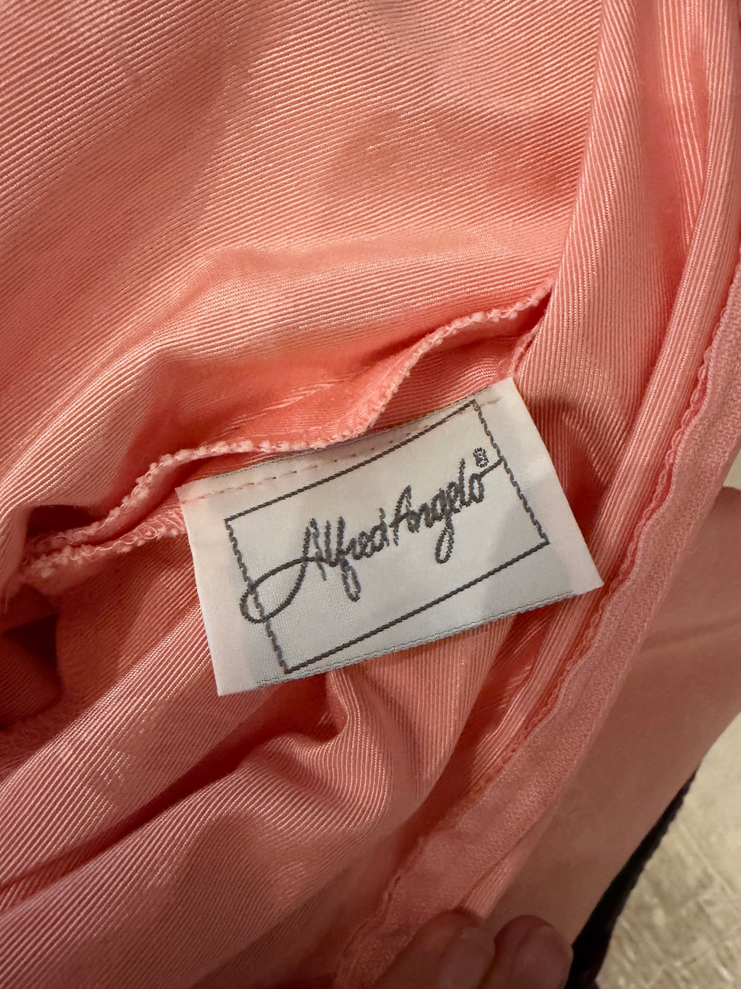 70s 'Alfred Angelo' Pink Formal Midi Dress / Small