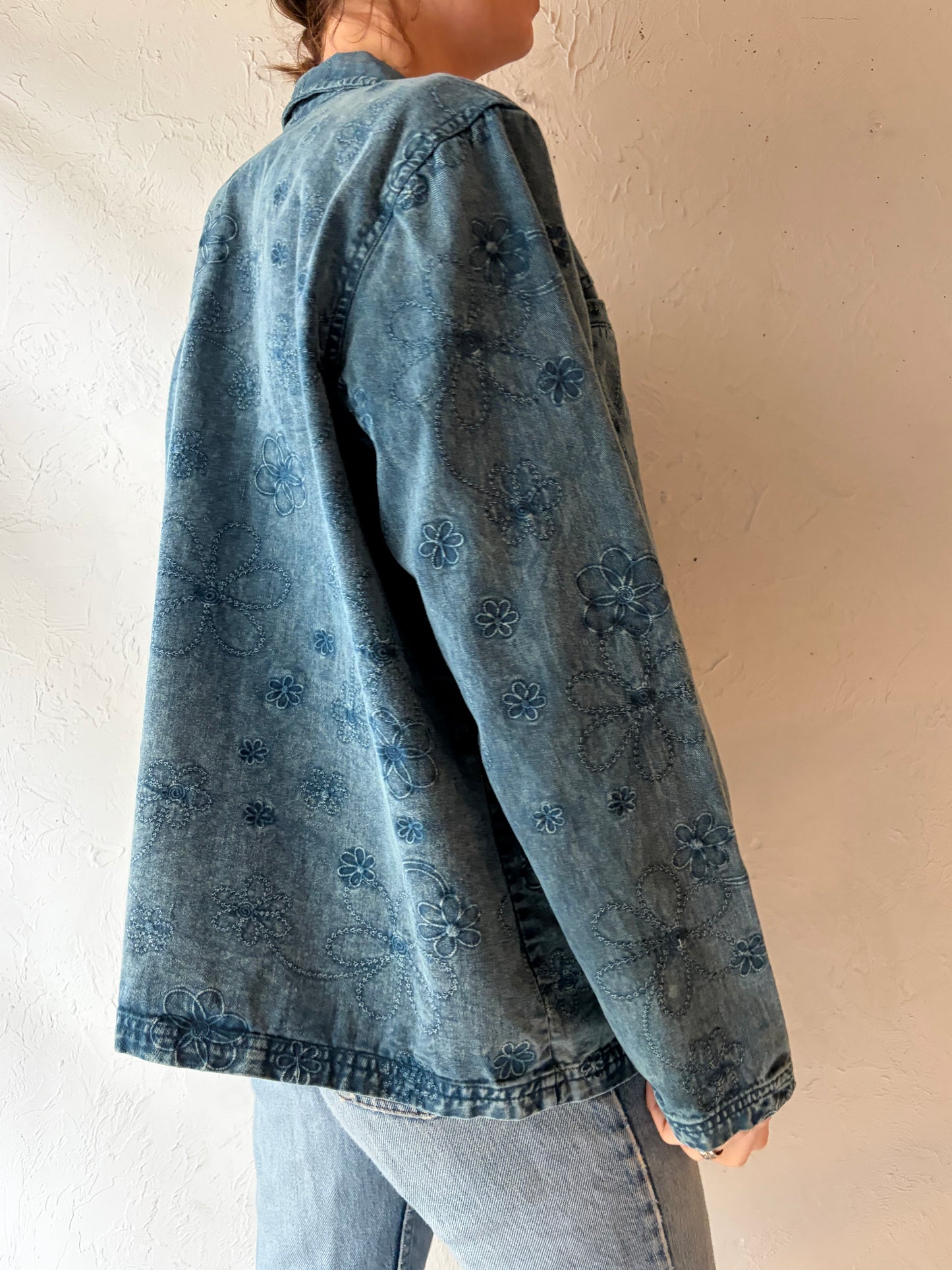 Y2k 'Industrie B' Floral Denim Jacket / Medium