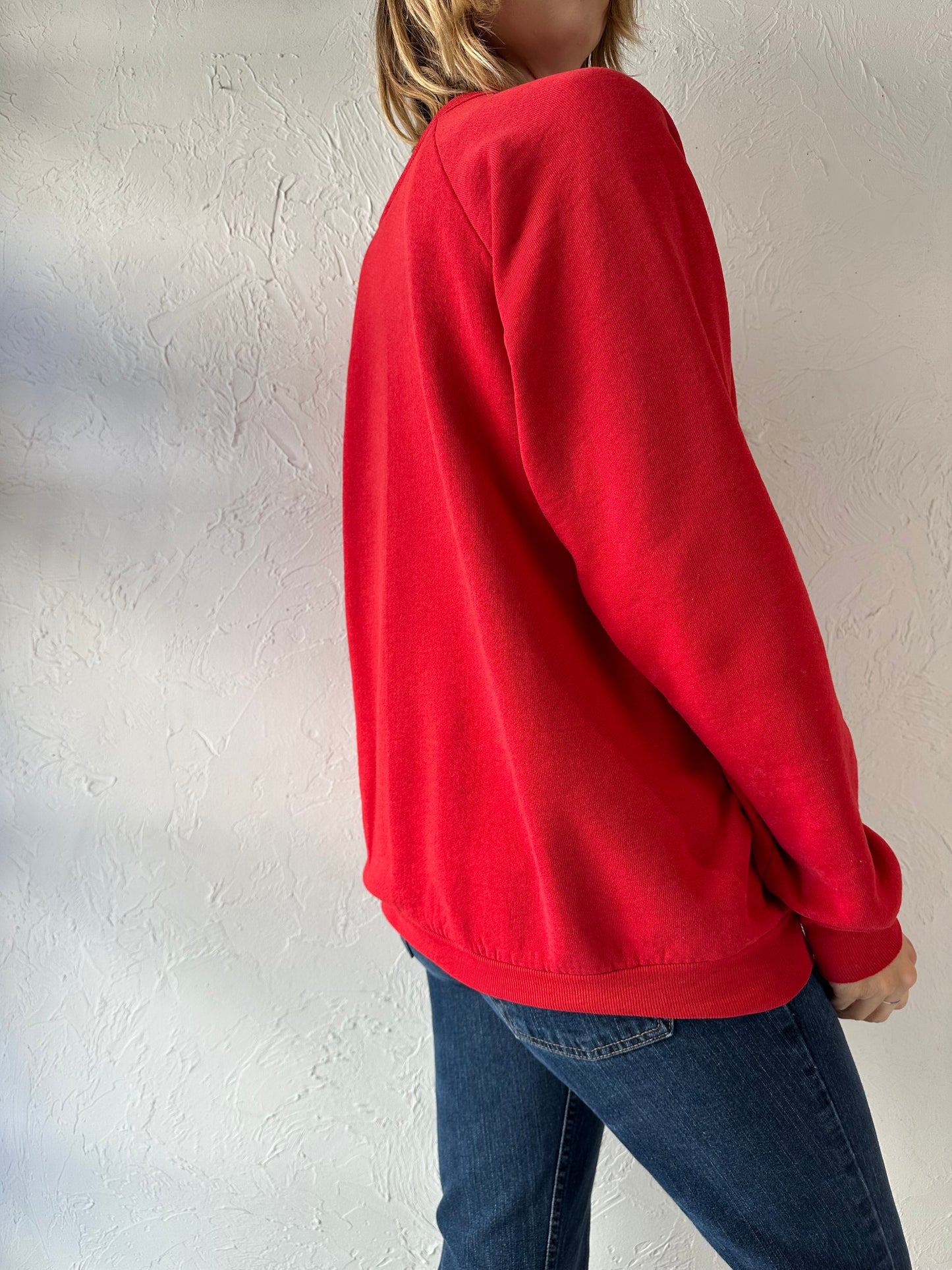 90s 'Fruit of the Loom' Disney Studio Red Crew Neck Sweatshirt / XL