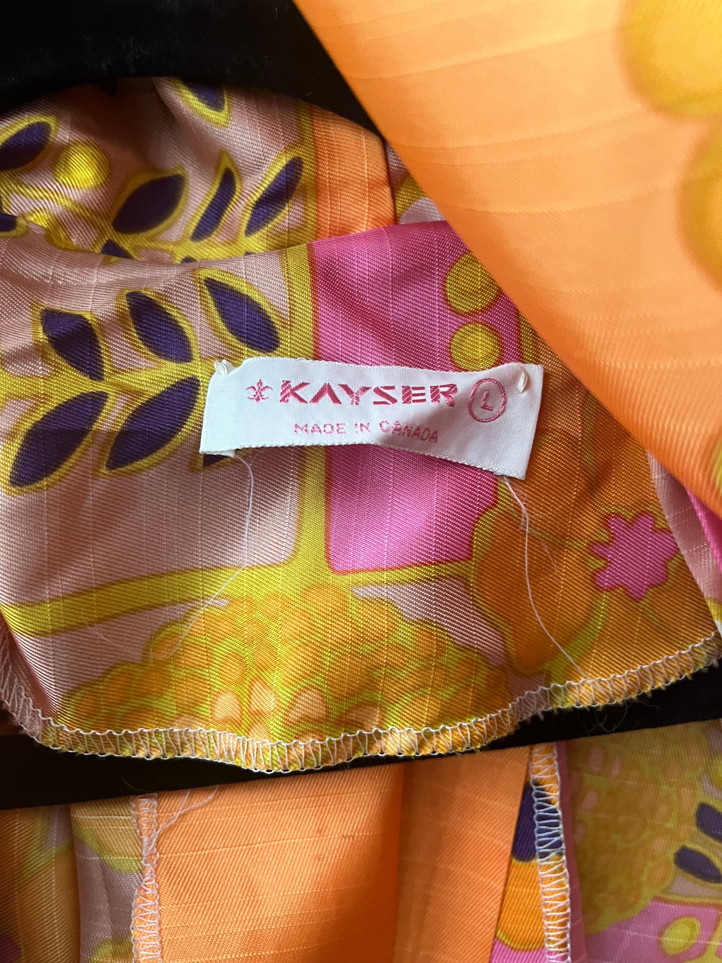 70s 'Kayser' Floral Robe Wrap Hippie Retro Dress / Large