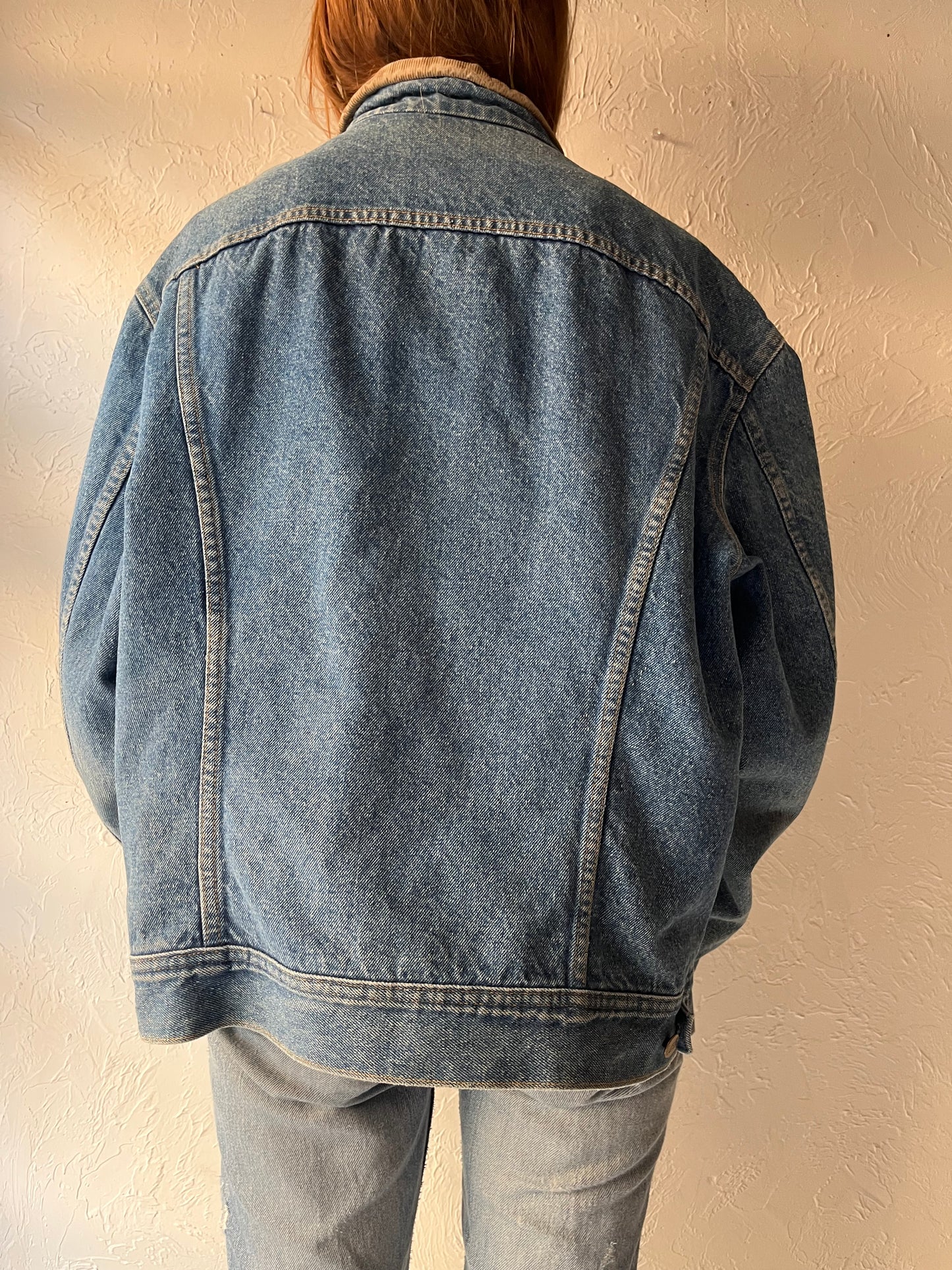 90s 'Lee Stormrider' Blanket Lined Denim Jacket / Large