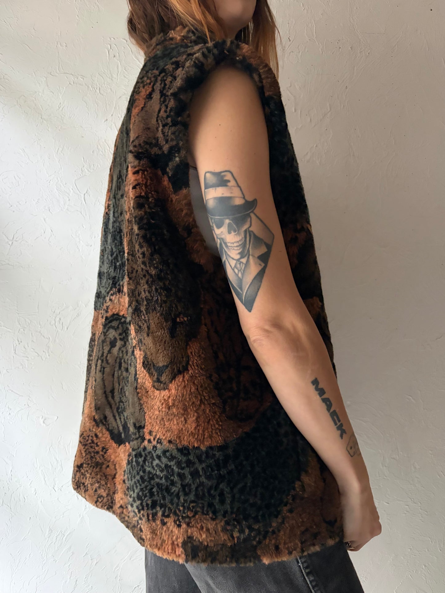 90s 'Duffel' Faux Fur Vest / Medium