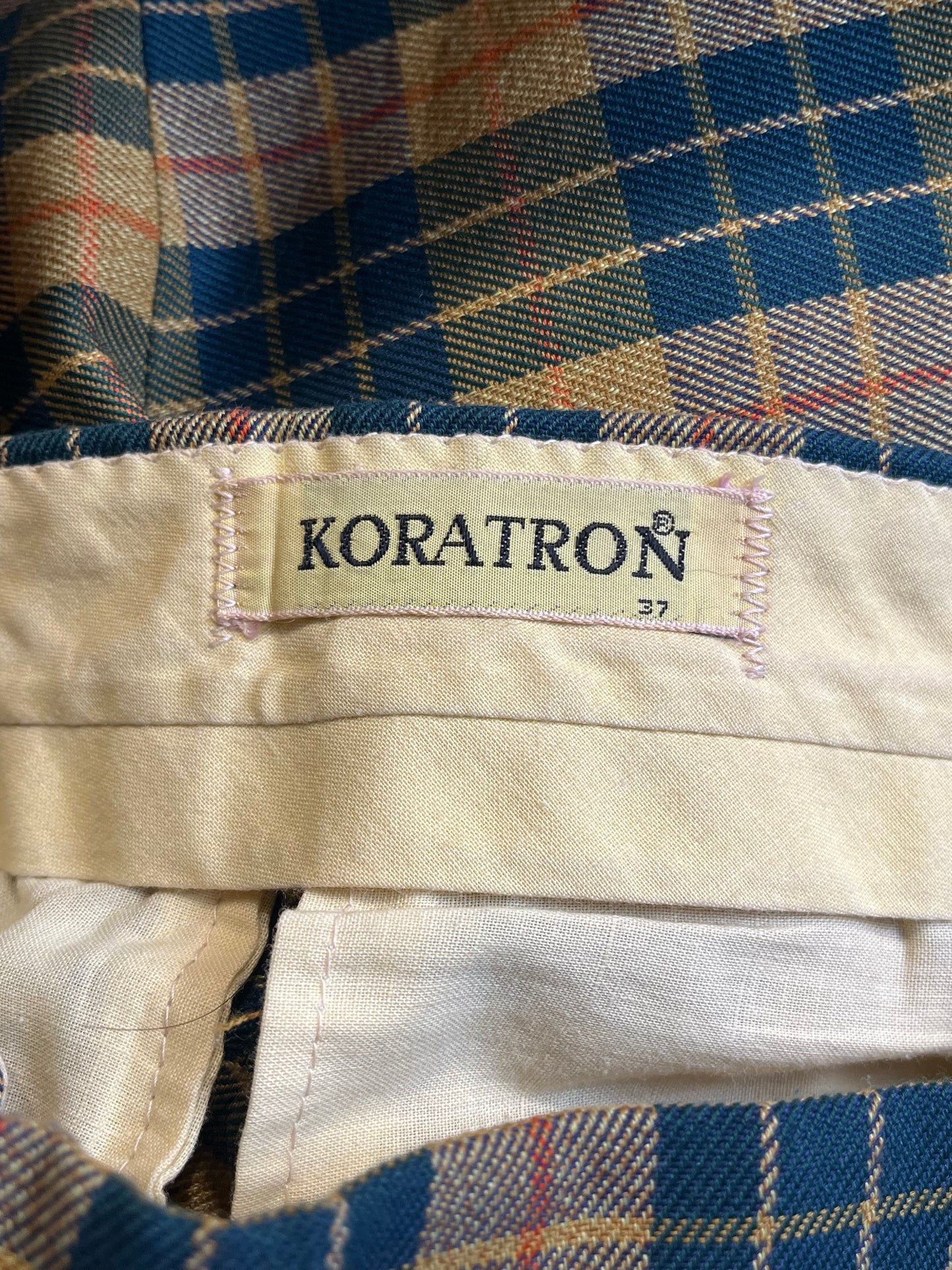 70s ‘Koratron’ Plaid Knit Trousers / Medium