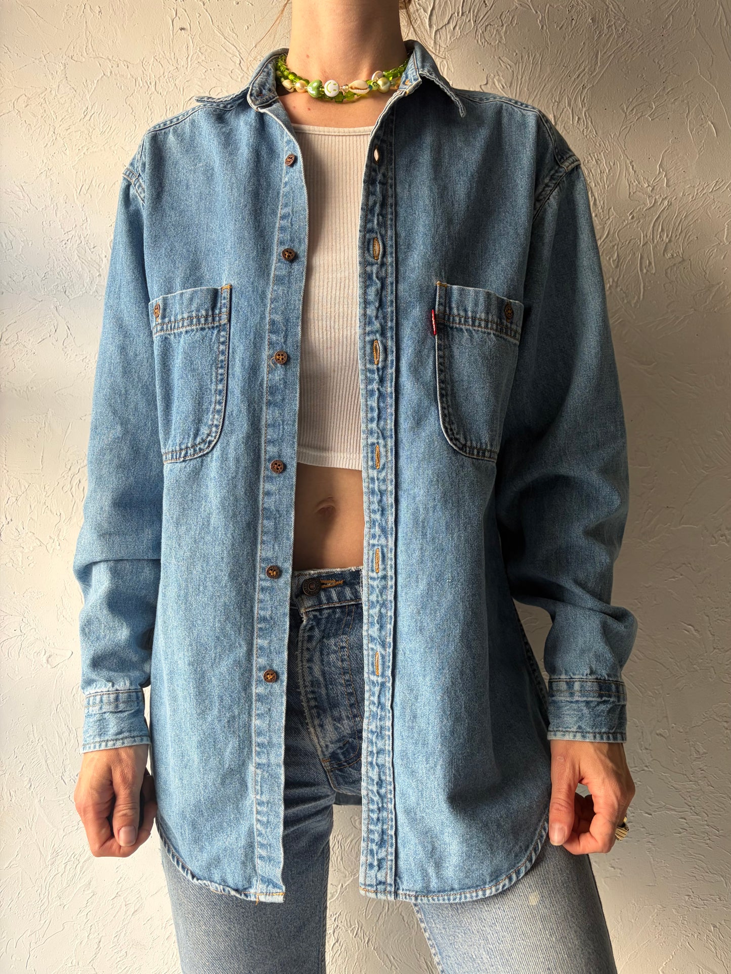 90s 'Levis' Button Up Denim Shirt / Small
