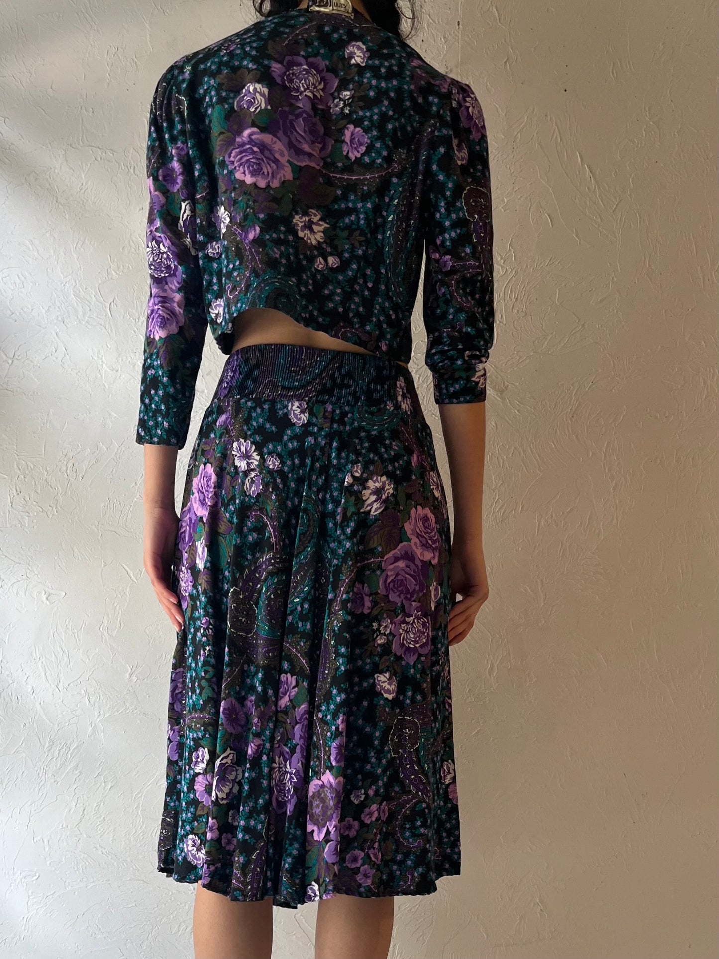 90s ‘Karin Steven’s’ Floral Skirt Set / Small