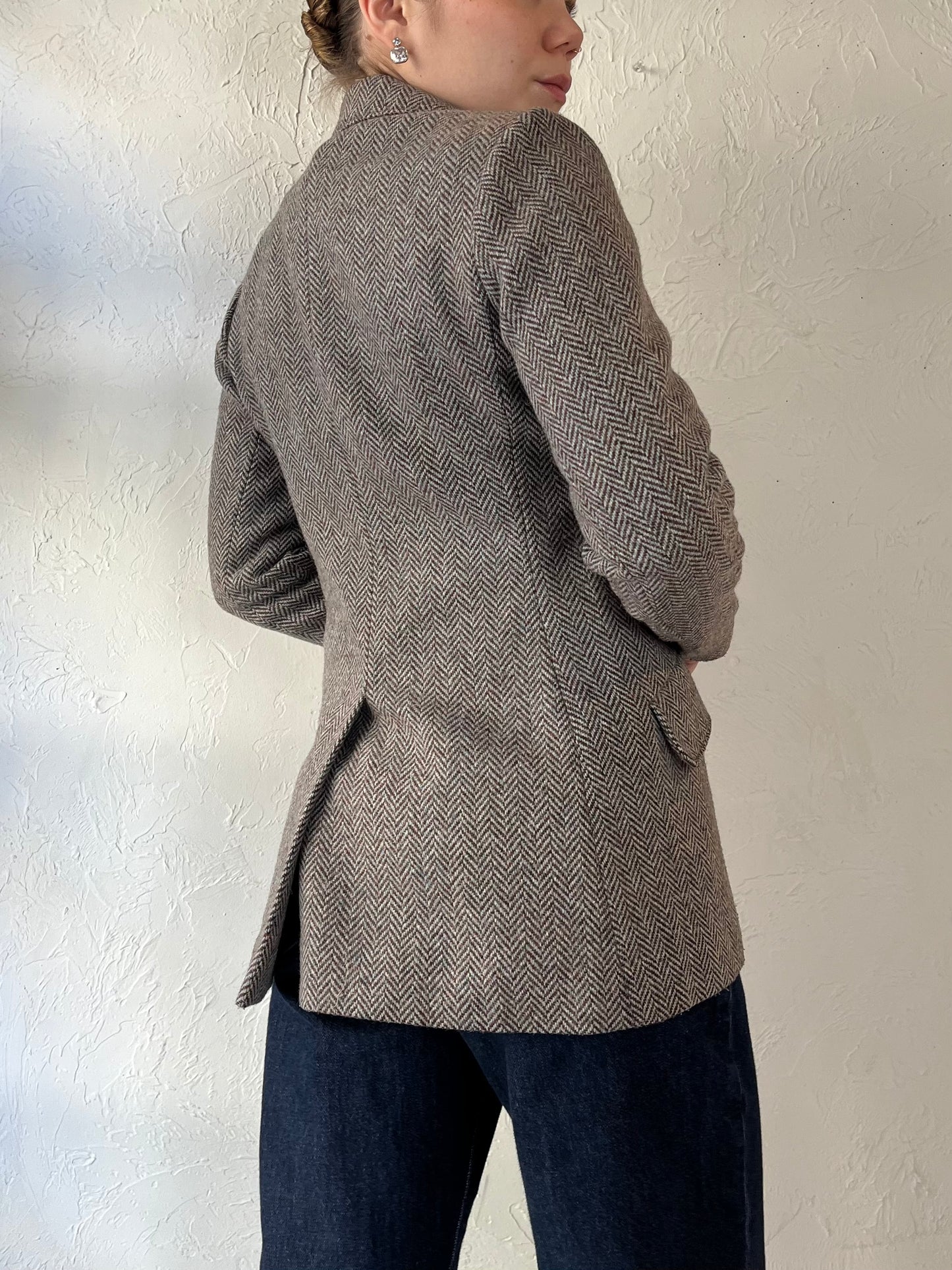 80s ‘Jacardi’ Fitted Wool Blazer / Small