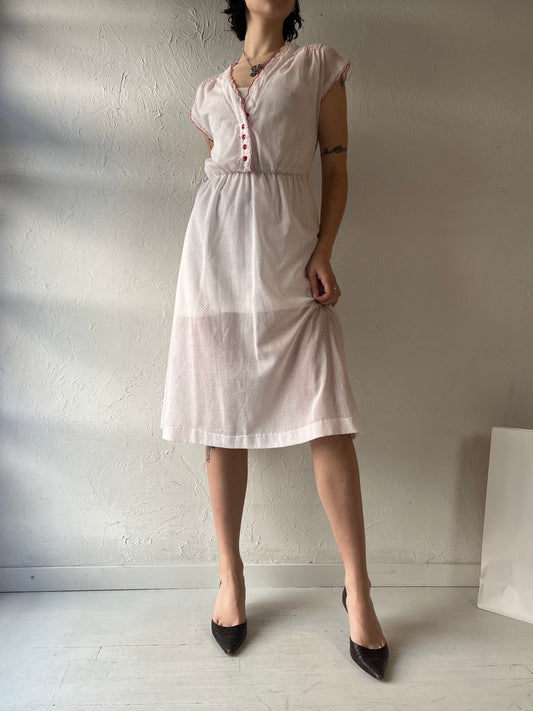 80s 'Joseph Ribkoff' White Polka Dot Dress / Small