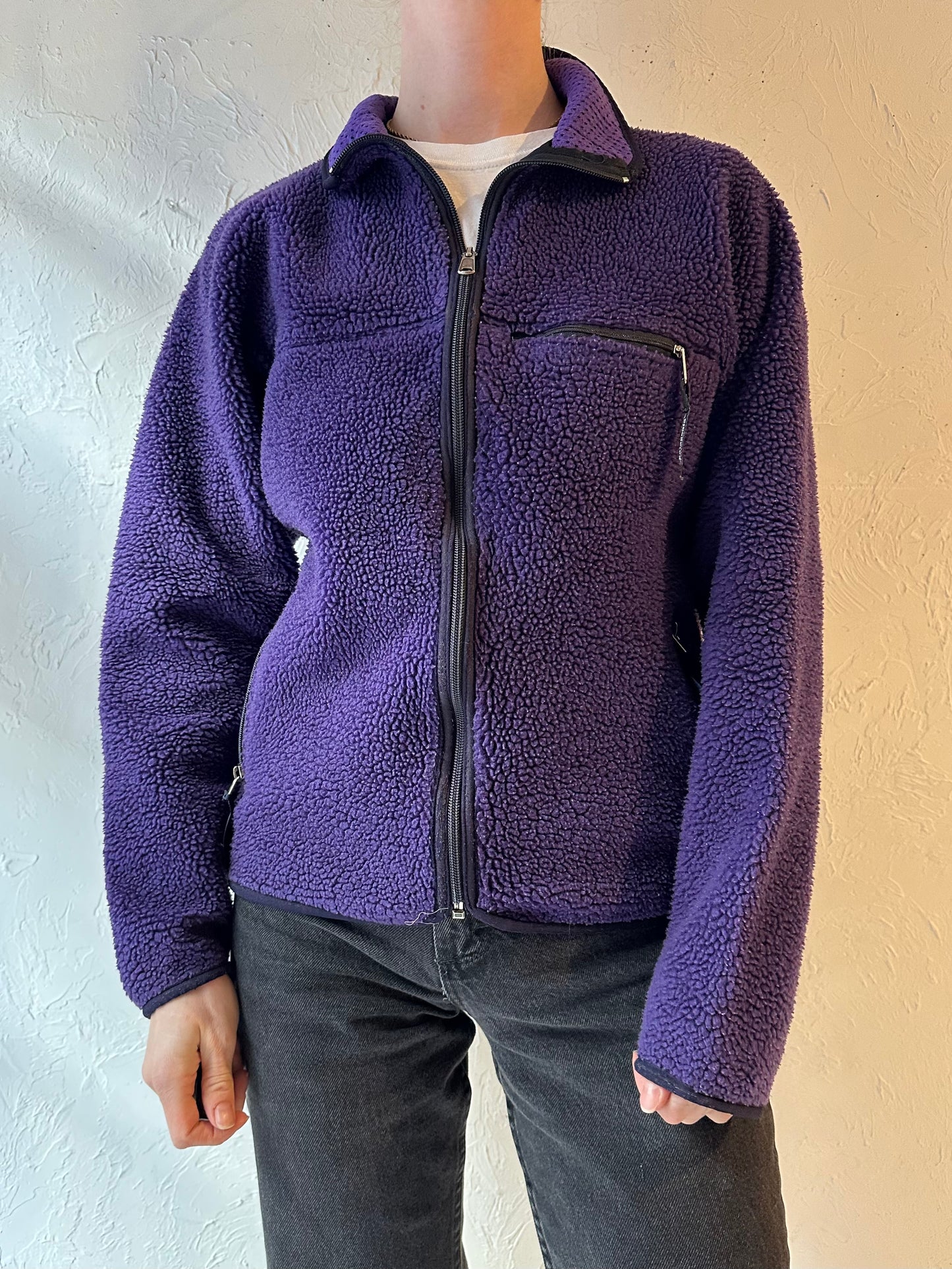 90s ‘Patagonia’ Purple Zip Up Fleece / Made in USA / Small