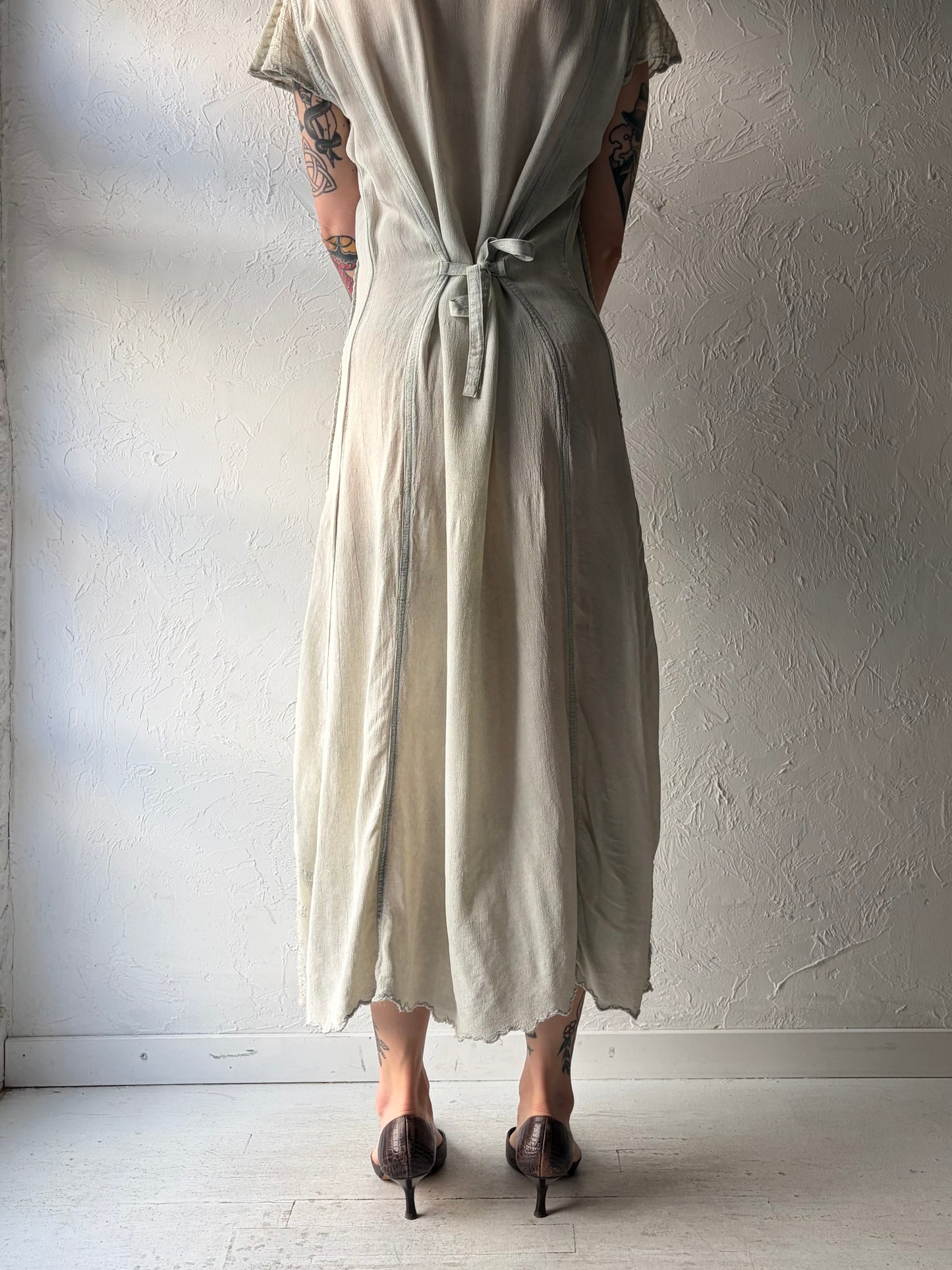 Y2k 'Papaya Moon' Gray Embroidered Fairycore Dress / Large