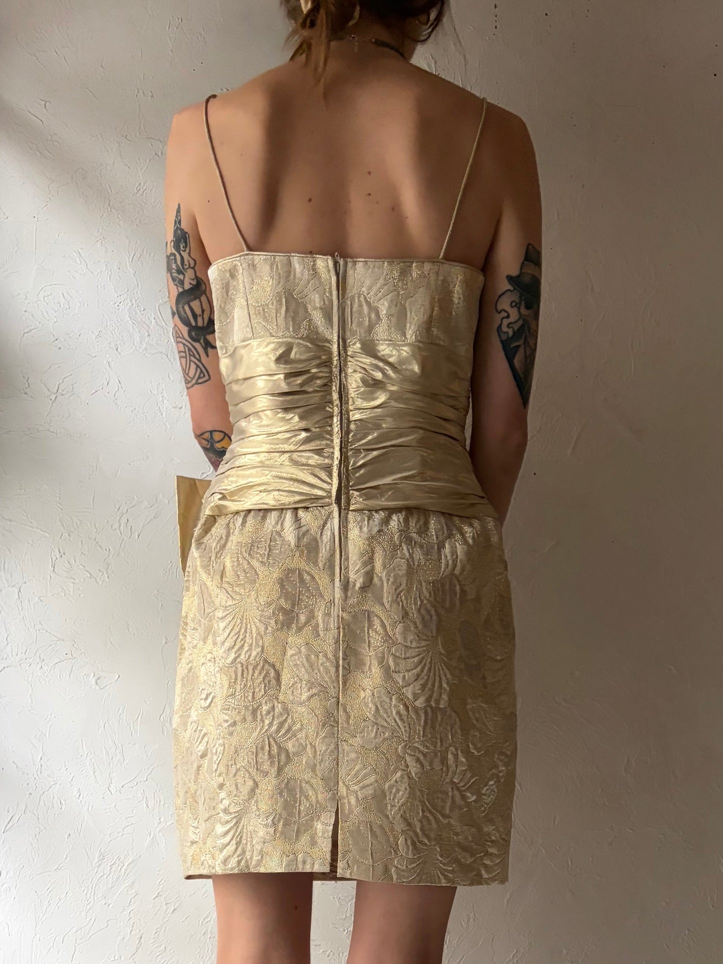 80s 'AJ Bari' Gold Dress Jacket Set / Small