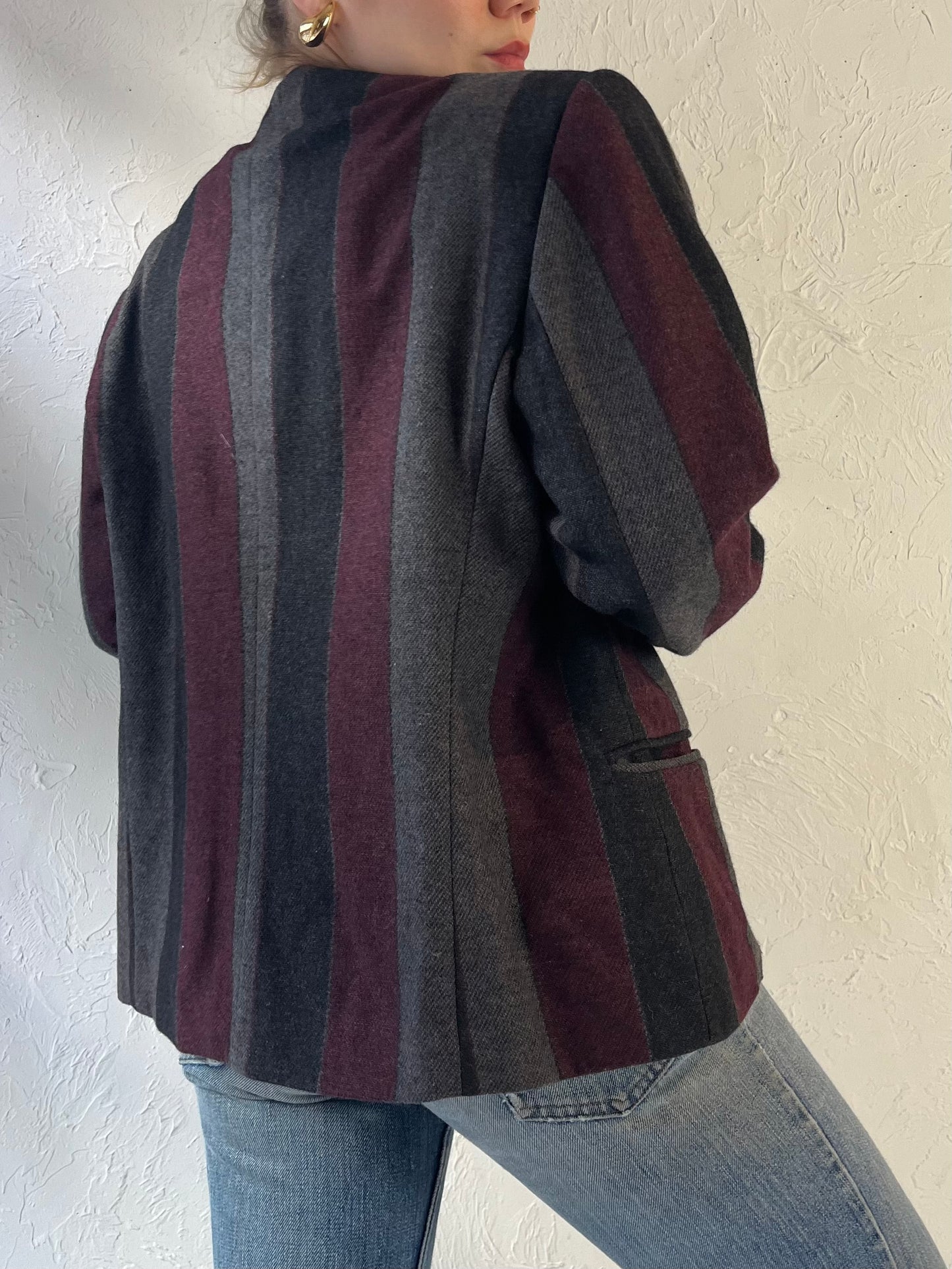 90s ‘Westchester Sport’ Striped Knit Jacket / Large