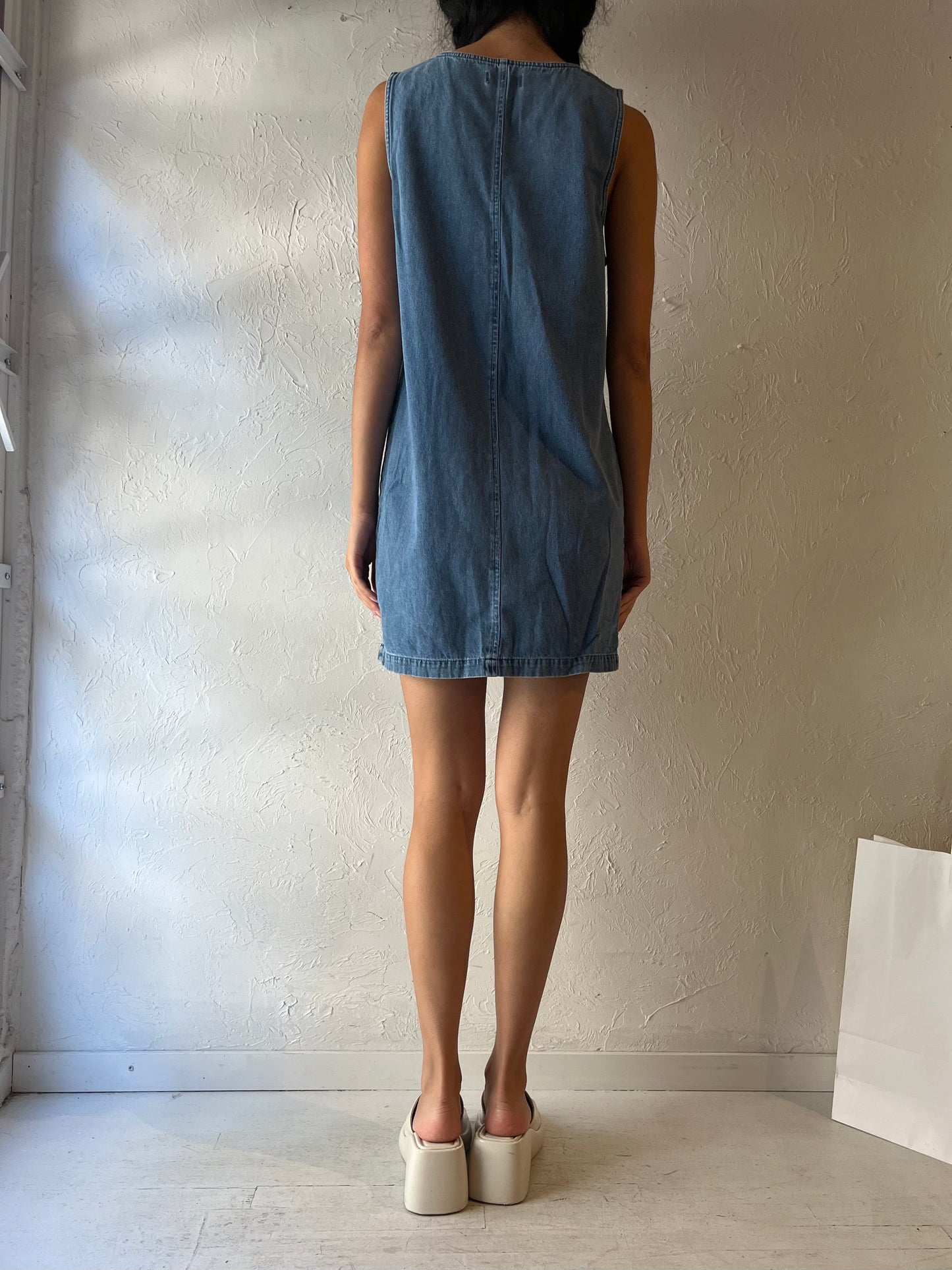 90s 'FADS' Denim Mini Dress / Medium