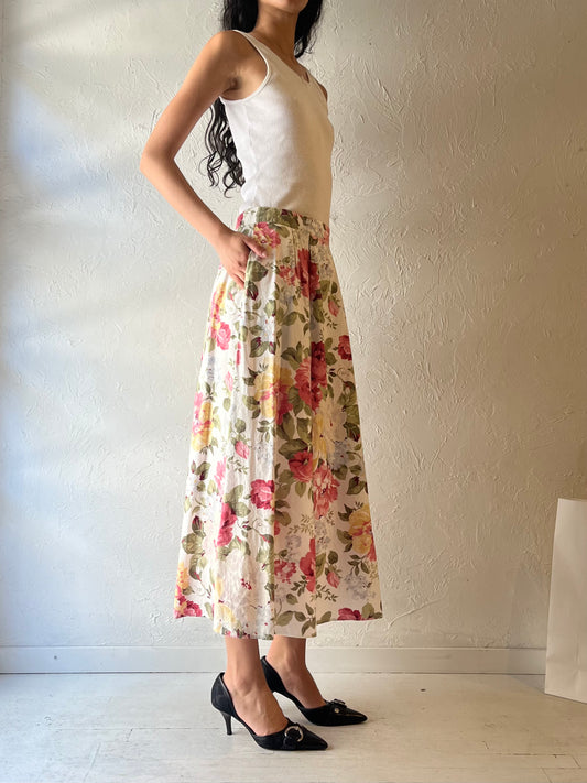 90s ‘Carol Anderson’ Floral Maxi Skirt / Medium