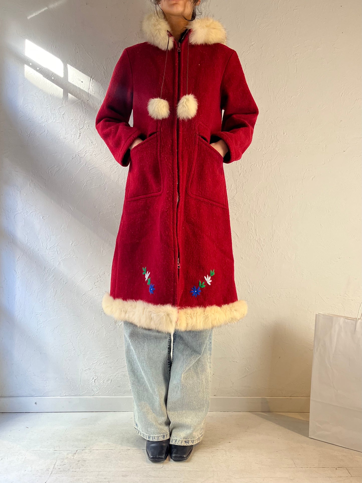 Vintage ‘Yukon’ Red Wool Parka Coat / Small