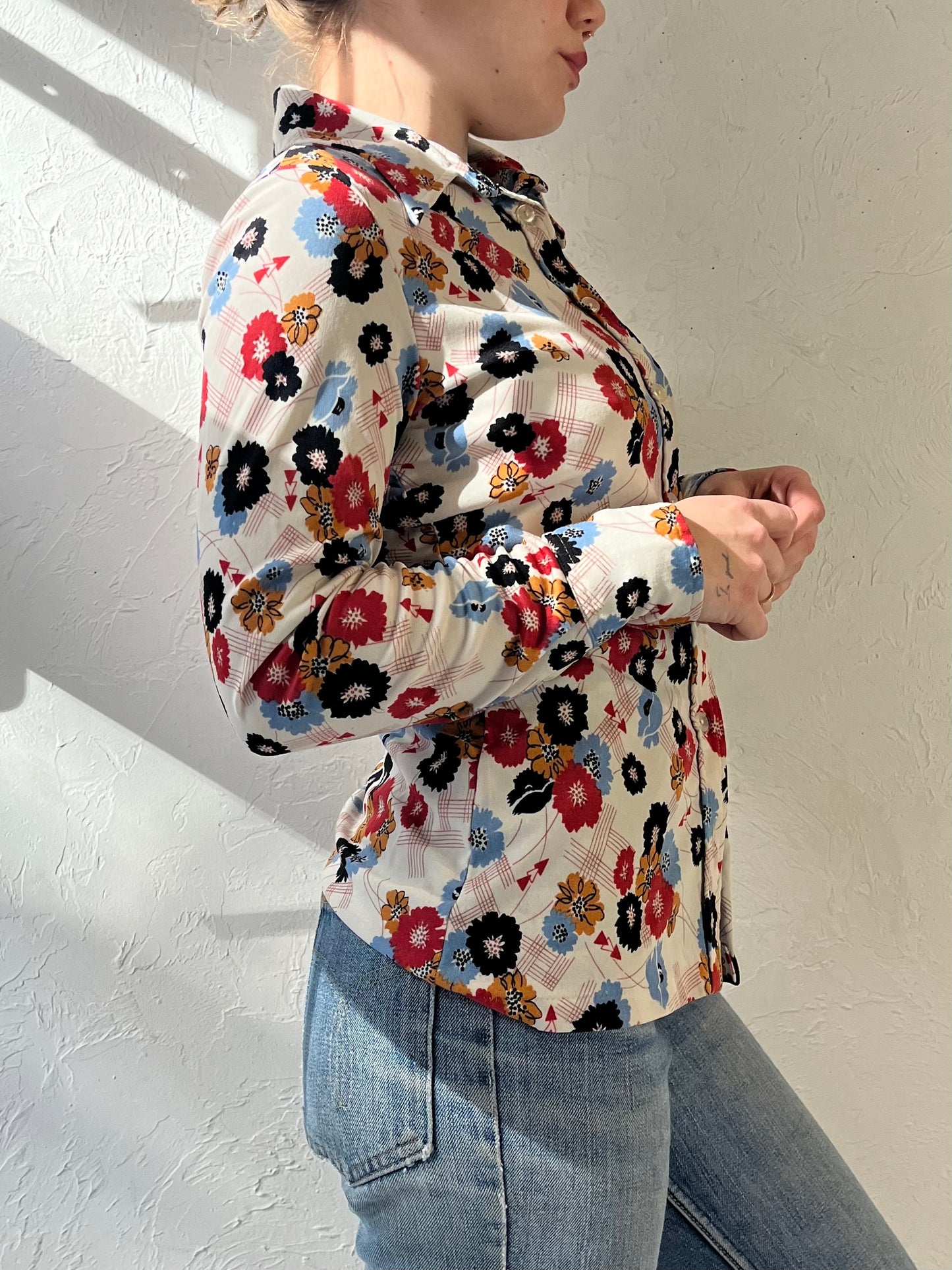 70s ‘Hukap’ Floral Button Up Blouse / Small