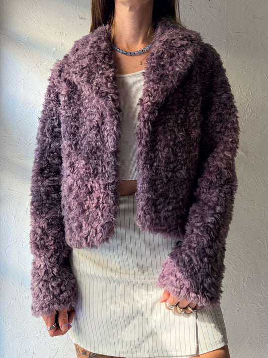 Y2k 'Kate Spade' Purple Faux Fur Jacket / Small